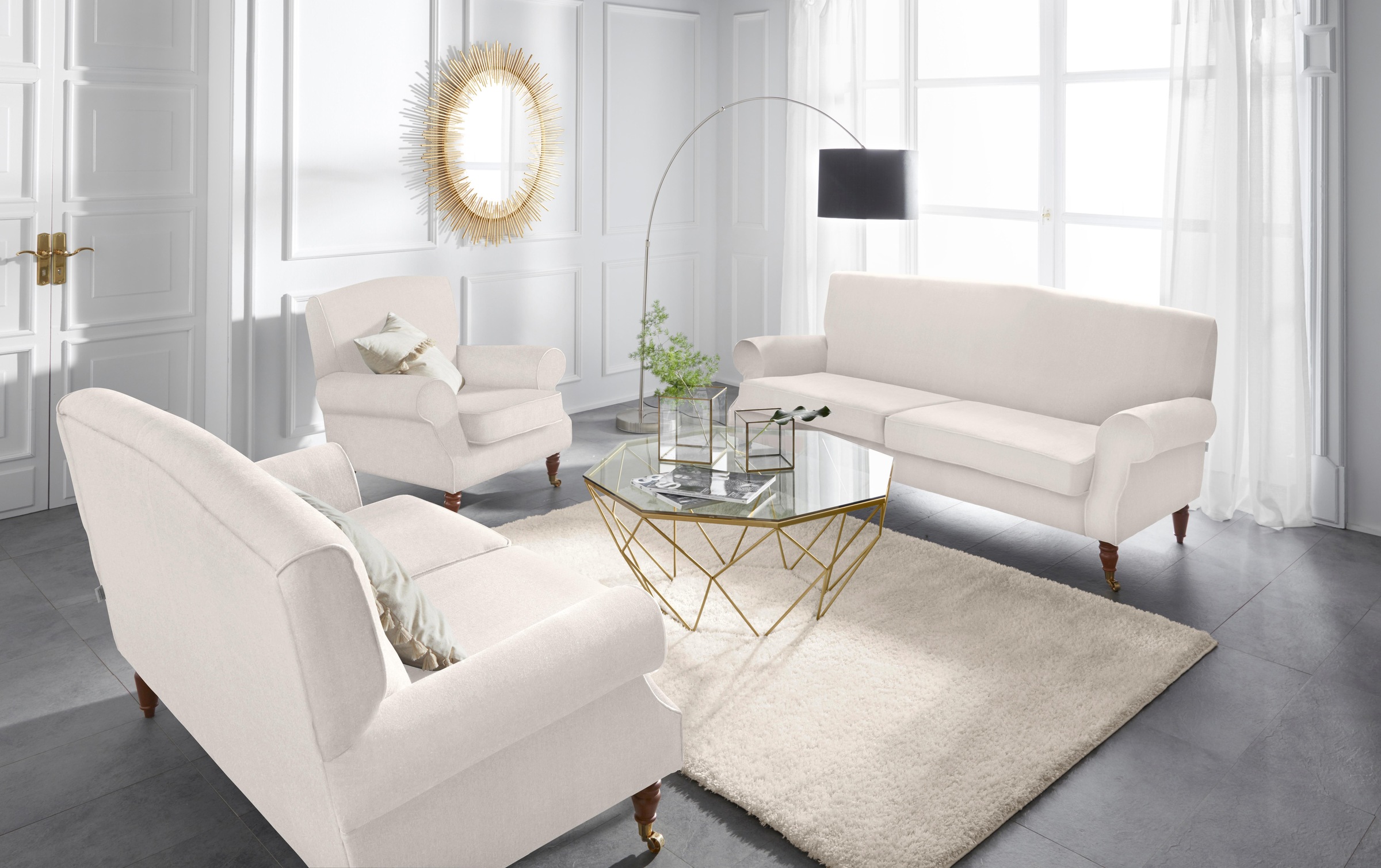 Home affaire 3-Sitzer »Rennes« in Samtoptik oder Baumwoll-Mix