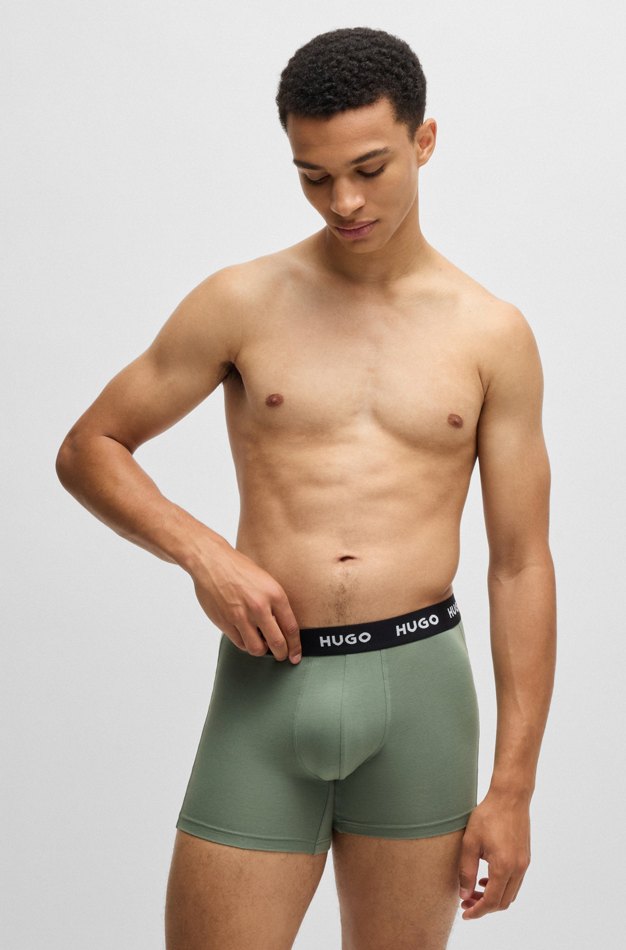 HUGO Underwear Boxershorts »BOXERBR TRPLT DESIGN«, Markenlogo am elastischem Bund