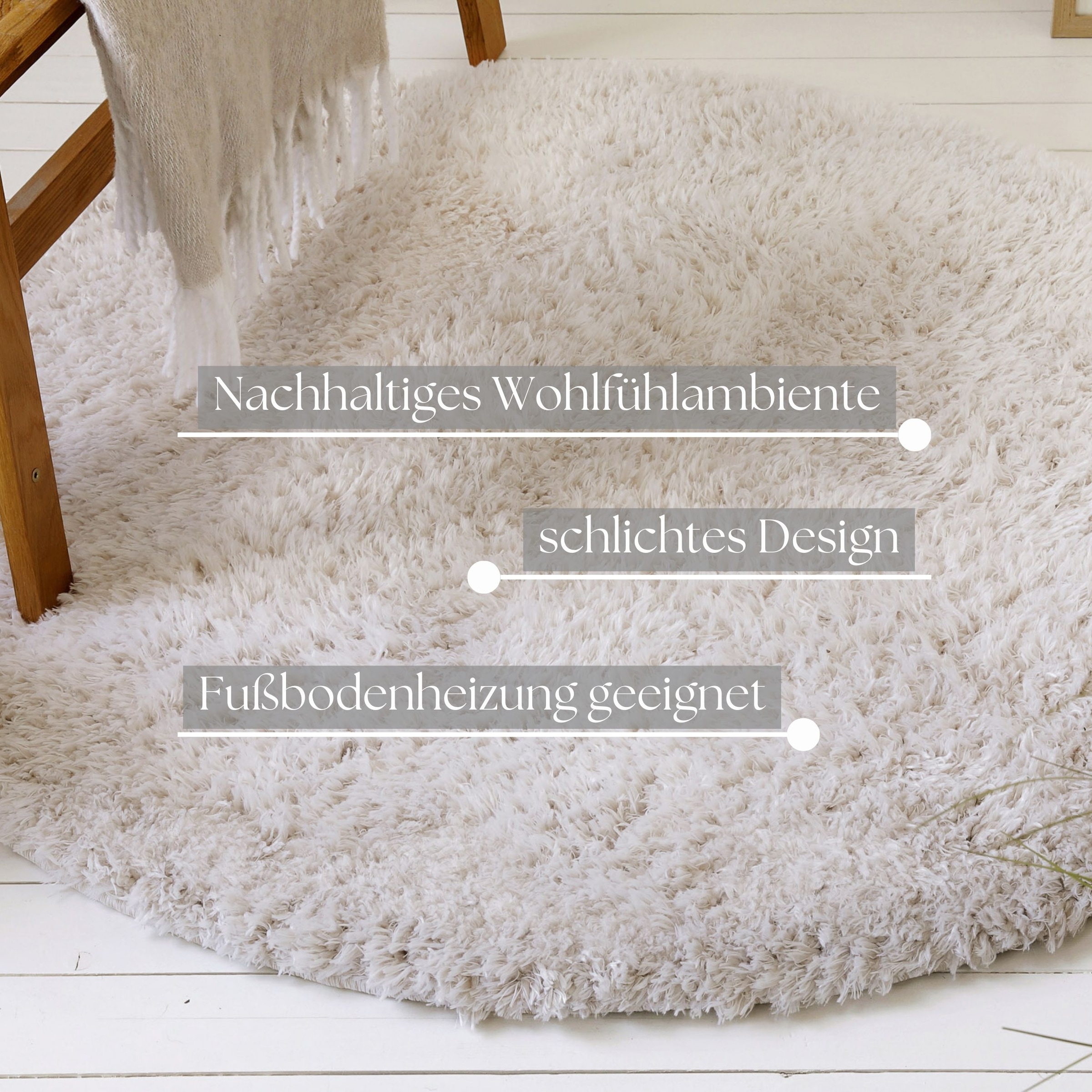 OTTO home Hochflor-Teppich »Josetta« rund 50 mm Höhe Langflor, Shaggy, dichter weicher Hochflor, uni farben, Wohnzimmer