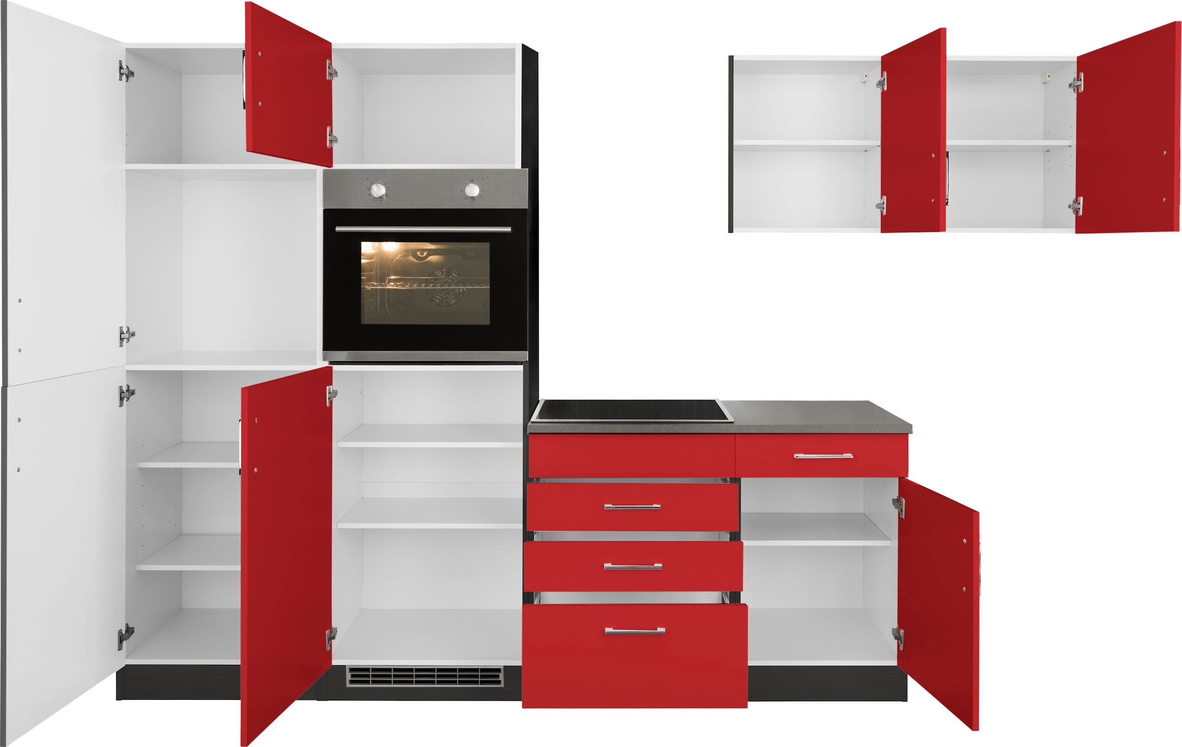 KOCHSTATION Küchenzeile »KS-Paris – Küchen mit einzigartigen Fotomotiven auf den Fronten« ohne E-Geräte, Stellbreite 290/220 cm