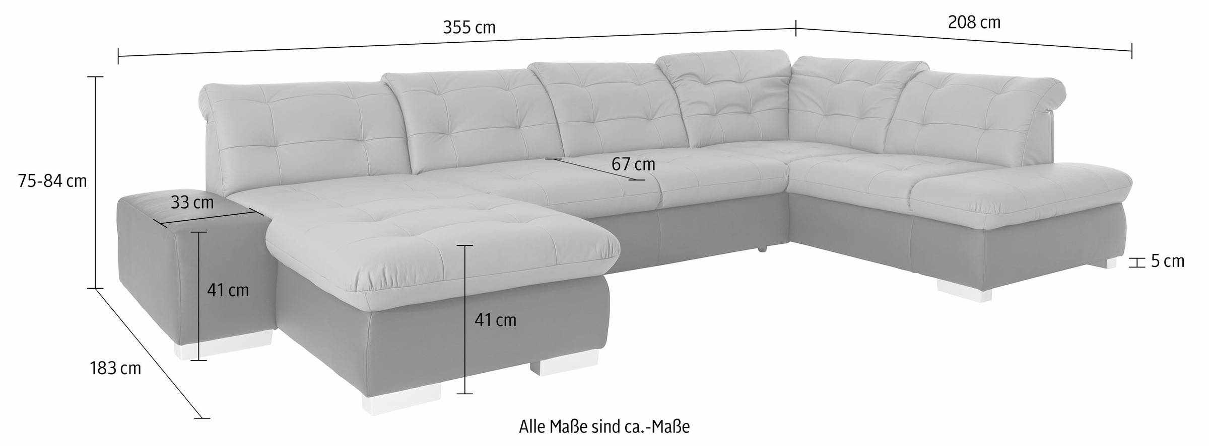 sit&more Wohnlandschaft »Palomino U-Form«, wahlweise in XL oder XXL