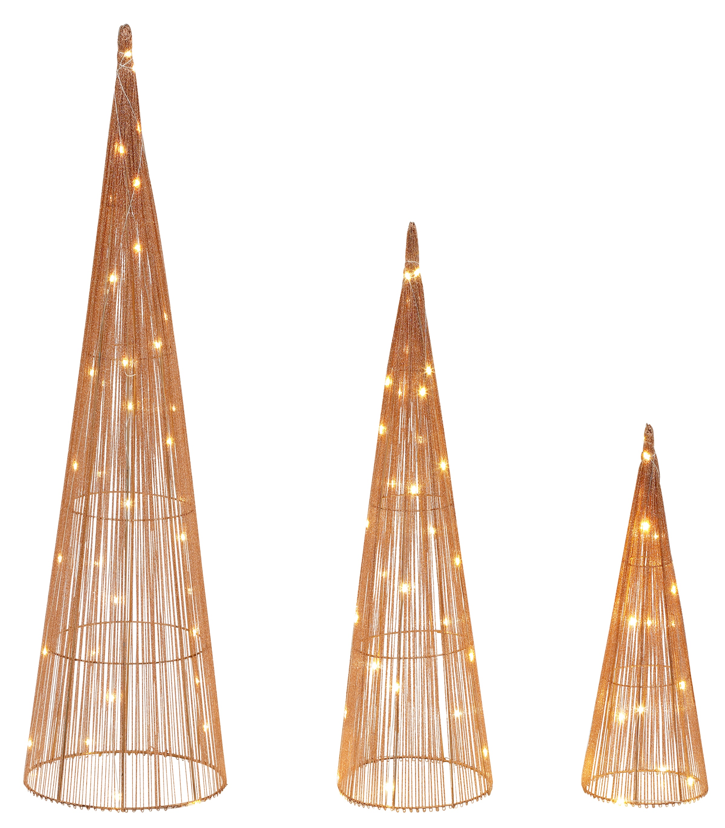 Star-Max LED Dekolicht »Pyramiden mit LED-Beleuchtung, Weihnachtsdeko, LED-Bäume«, 90 flammig-flammig, Effektvolle schimmernde Leucht Pyramiden in 3 Größen