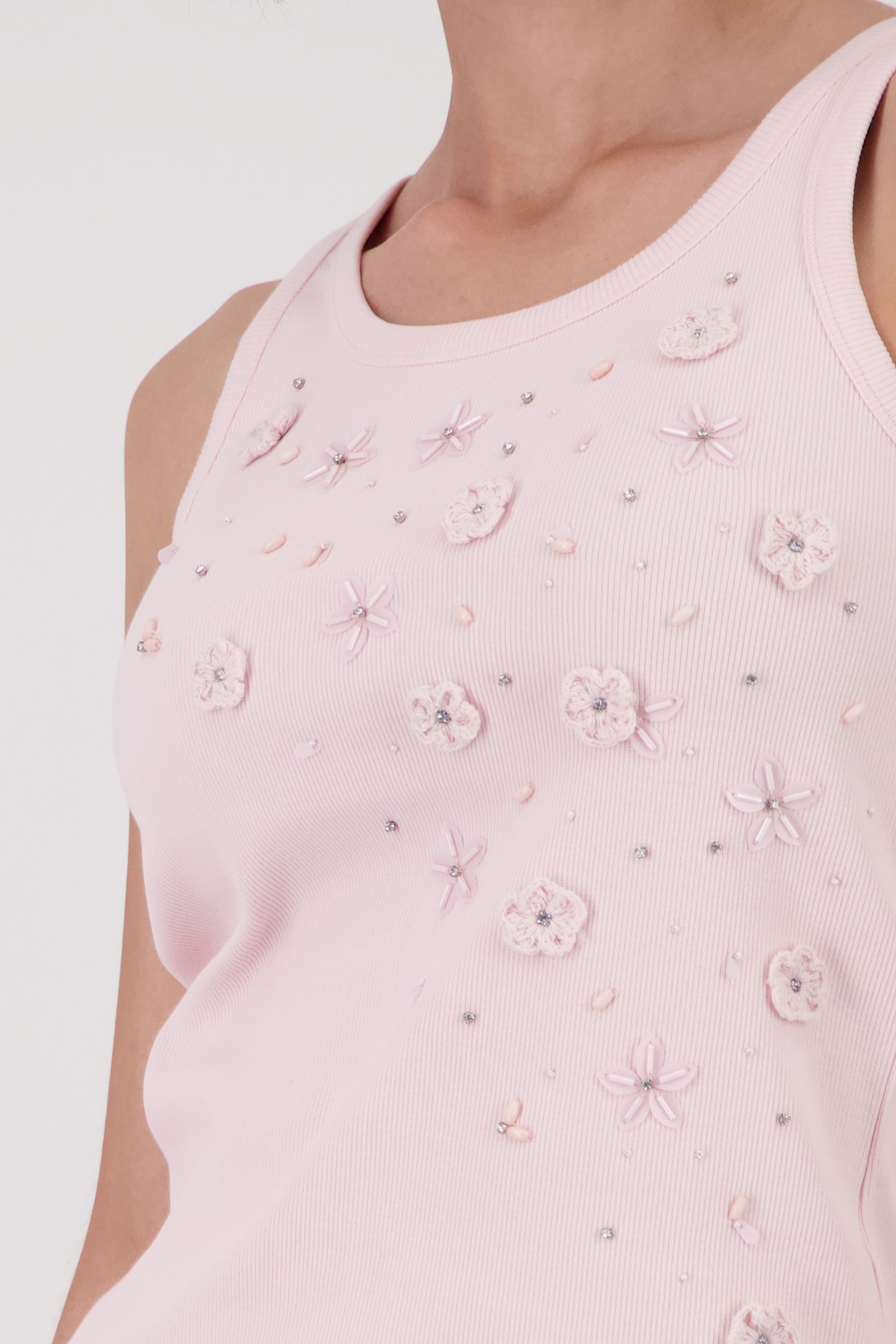 Monari Tanktop »Top Handarbeit« Regular fit mit Blumenstickerei