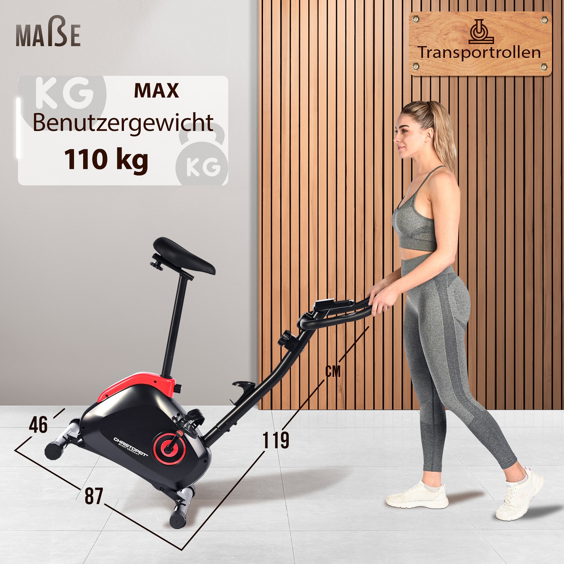 Christopeit Sport® Heimtrainer »HT 2.0«, (3-teilige Pedalarmkurbel), Schwungmasse ca. 5 kg, 8 Widerstandsstufen