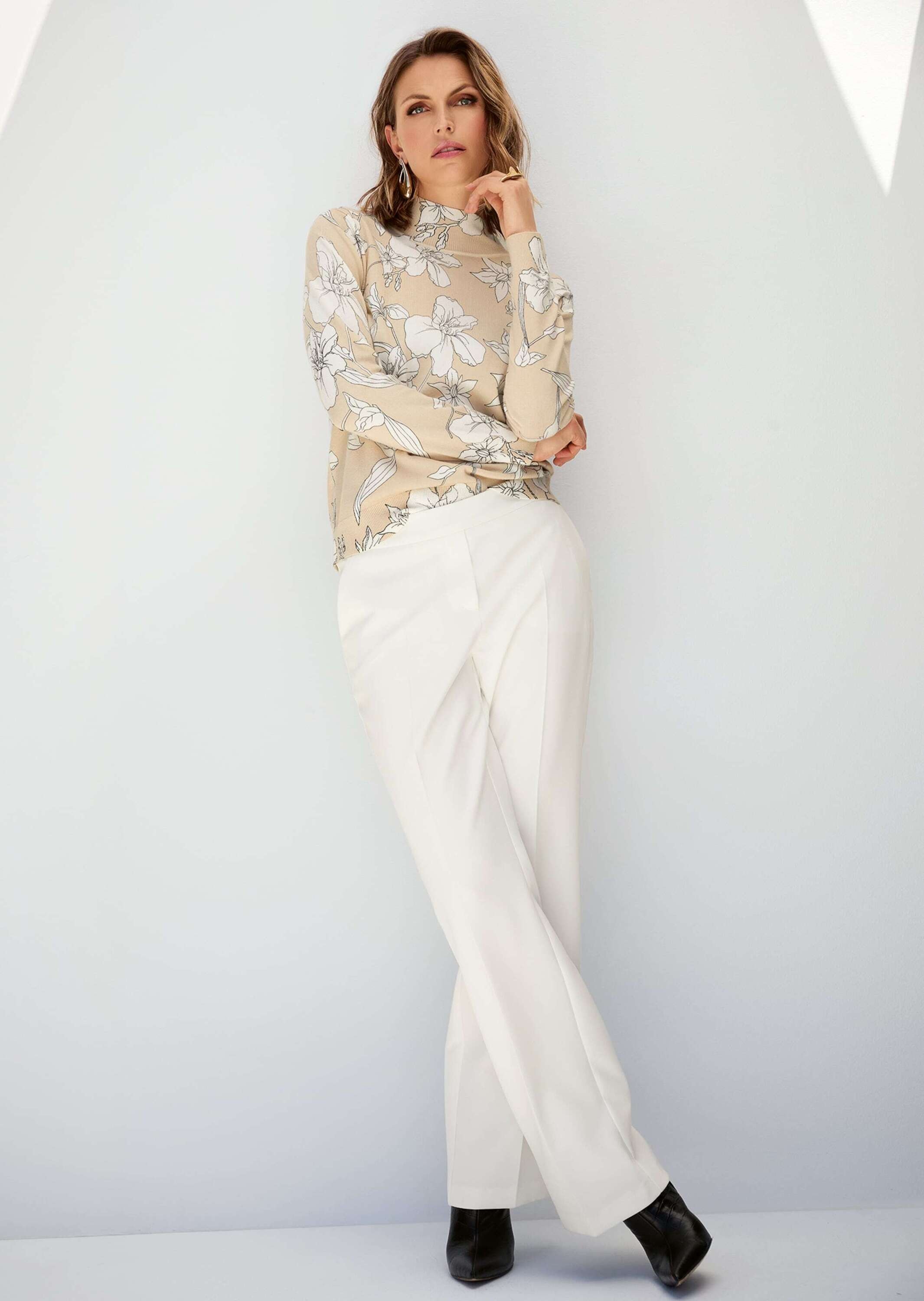 MADELEINE Longpullover »Pullover Feinstrick-Pullover mit Unikat-Print«