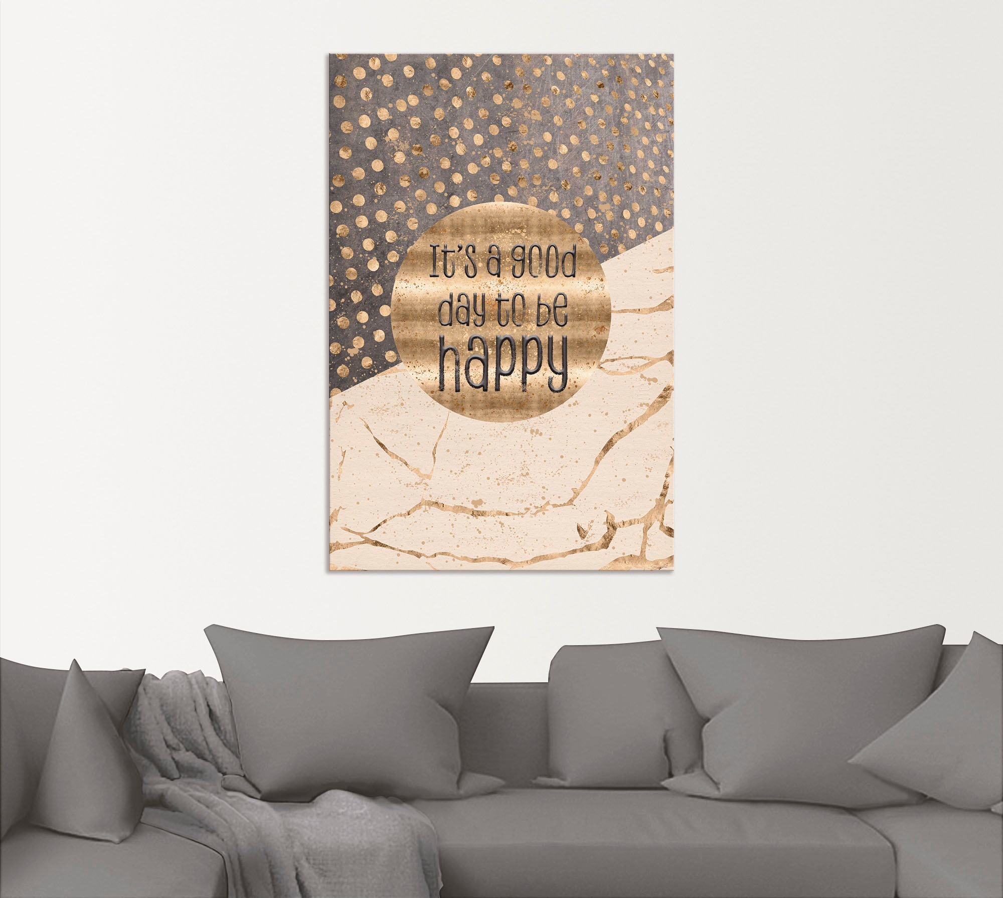 Artland Wandbild »Ein guter Tag um glücklich zu sein«, Sprüche & Texte, (1 St.), als Alubild, Outdoorbild, Leinwandbild, Poster, Wandaufkleber