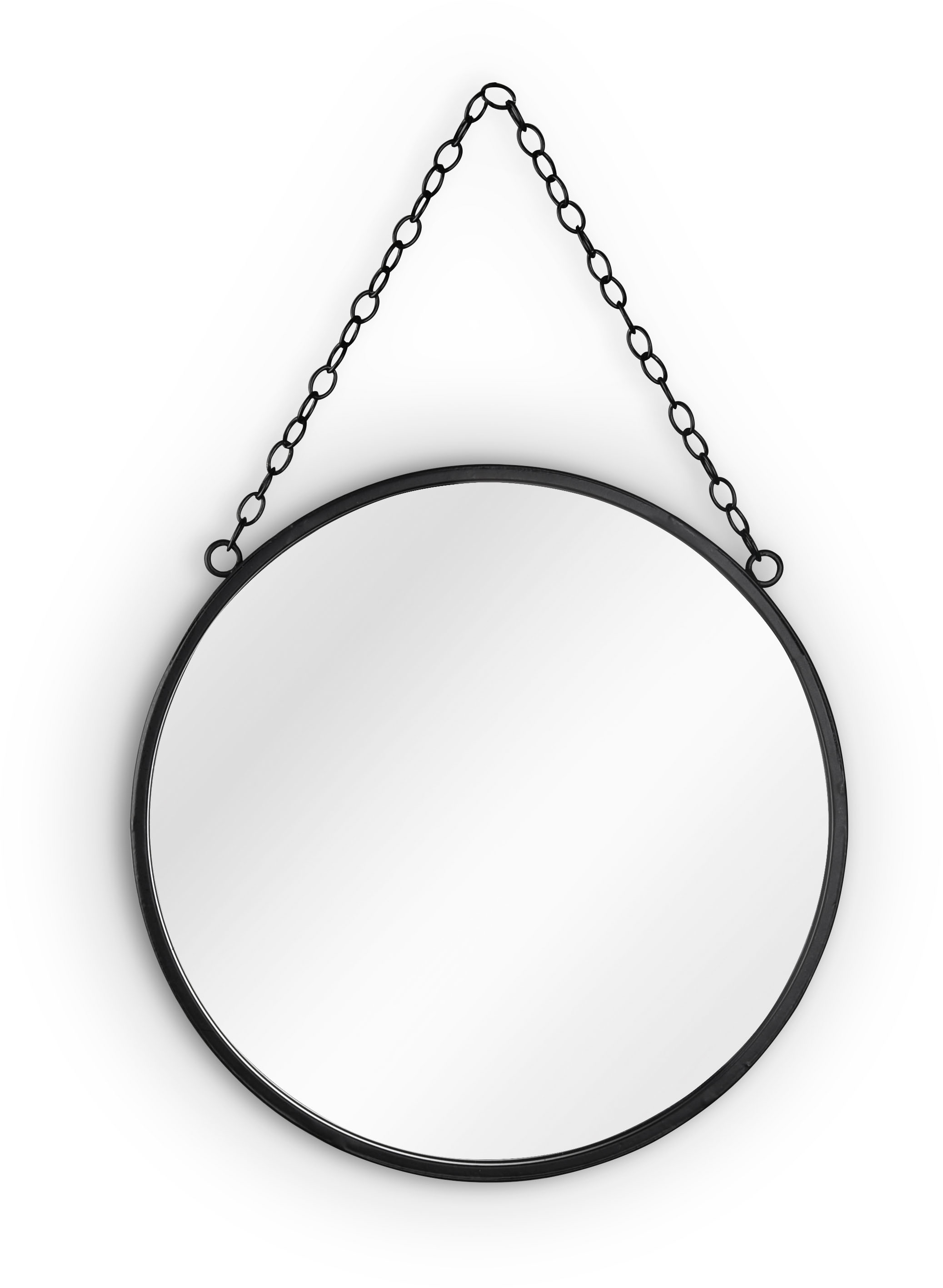 MIRRORS AND MORE Dekospiegel »Greta«, (1 St.), Wandspiegel, rund, Ø 25,5 cm, lackiertes Metall m. Ketten-Aufhängung