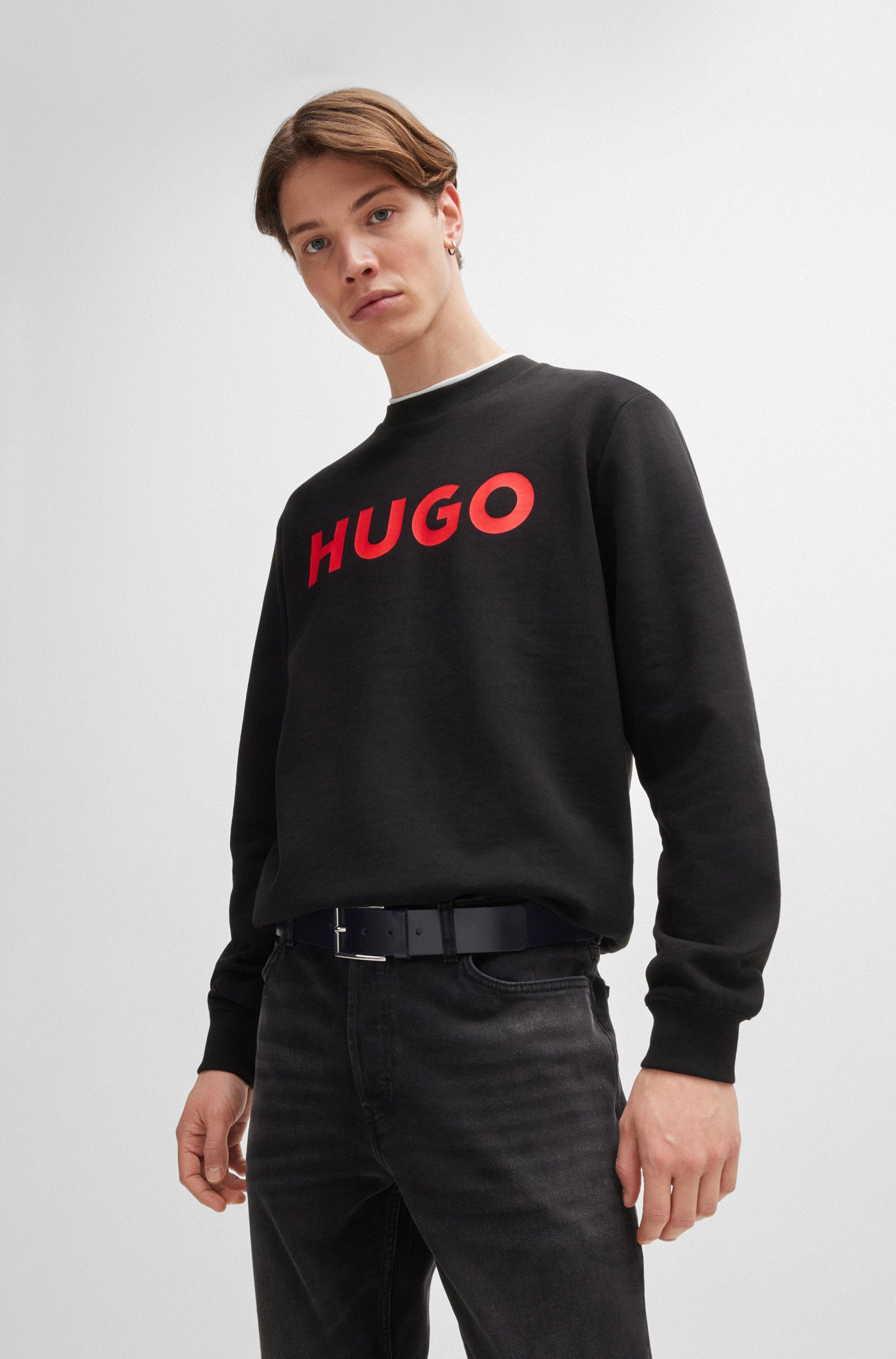 HUGO Ledergürtel »Giaspo«, mit Logo-Prägung auf der Schlaufe und roter Naht