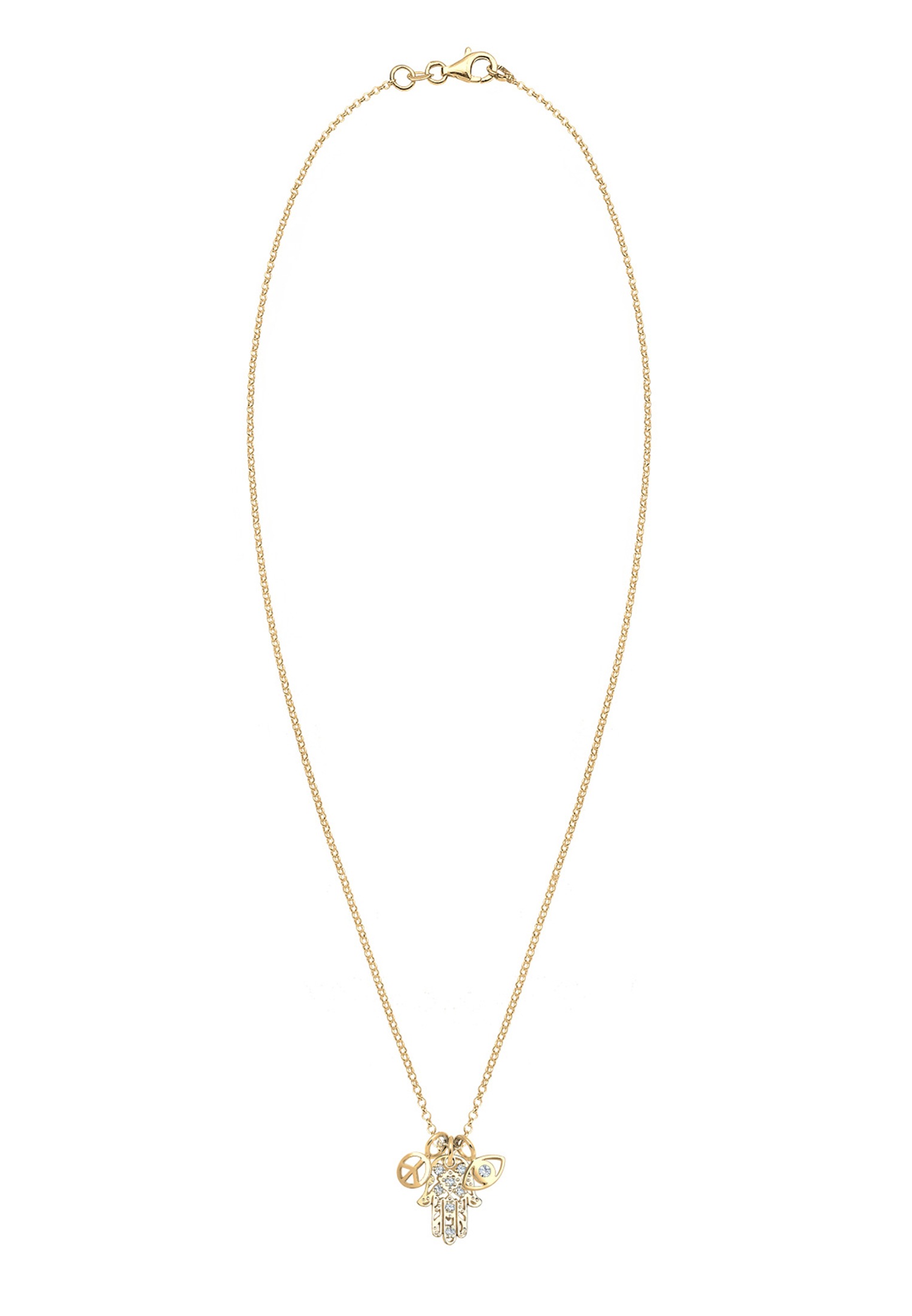 Elli Silberkette »Halskette Hamsa Peace Evil Eye 925 Silber, mit Kristallen von Swarovski®«