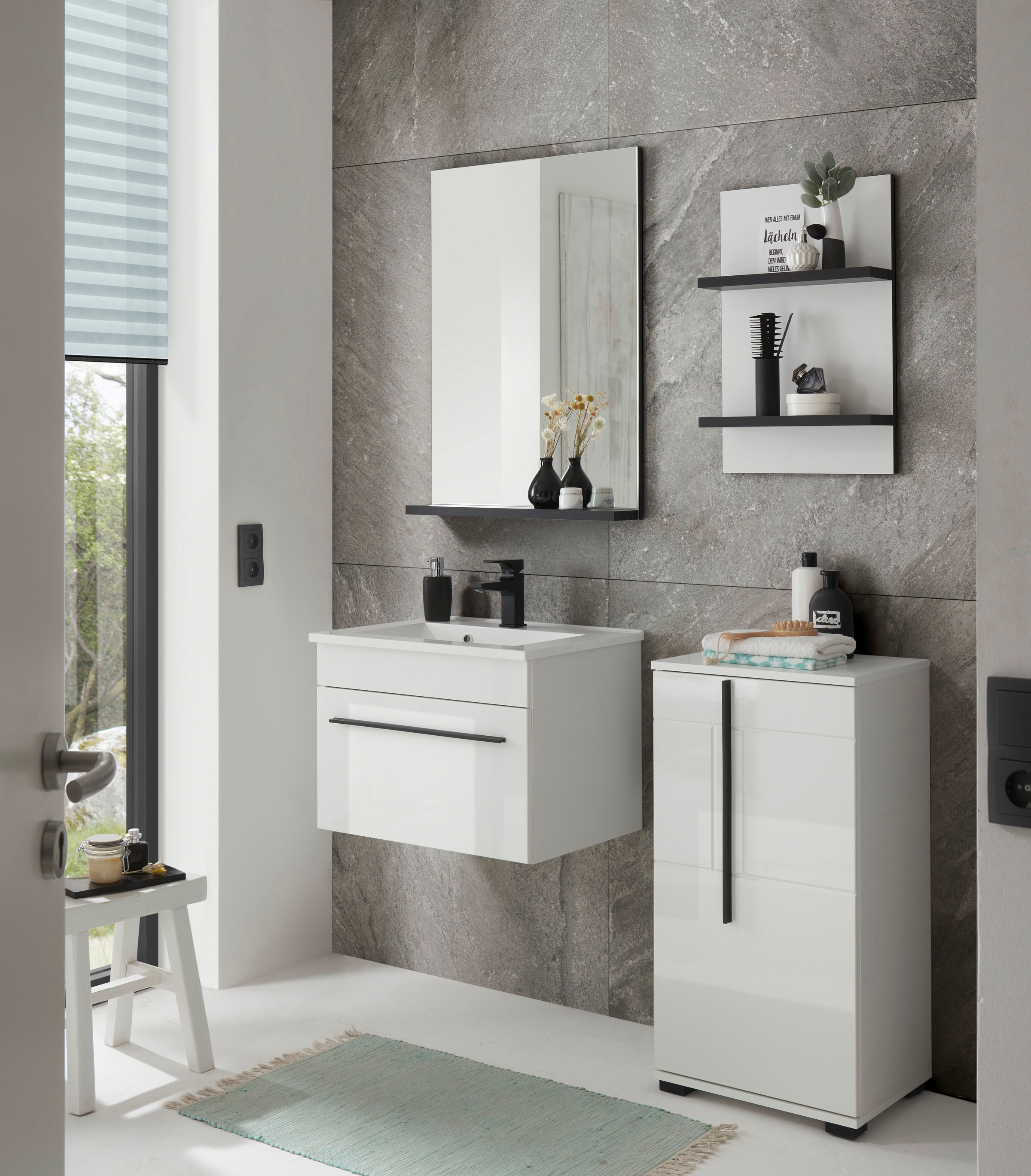 INOSIGN Wandregal »Cantara, Badregal in Hochglanz Weiß, Wandboard im modernen Design«, ausreichend Stauraum
