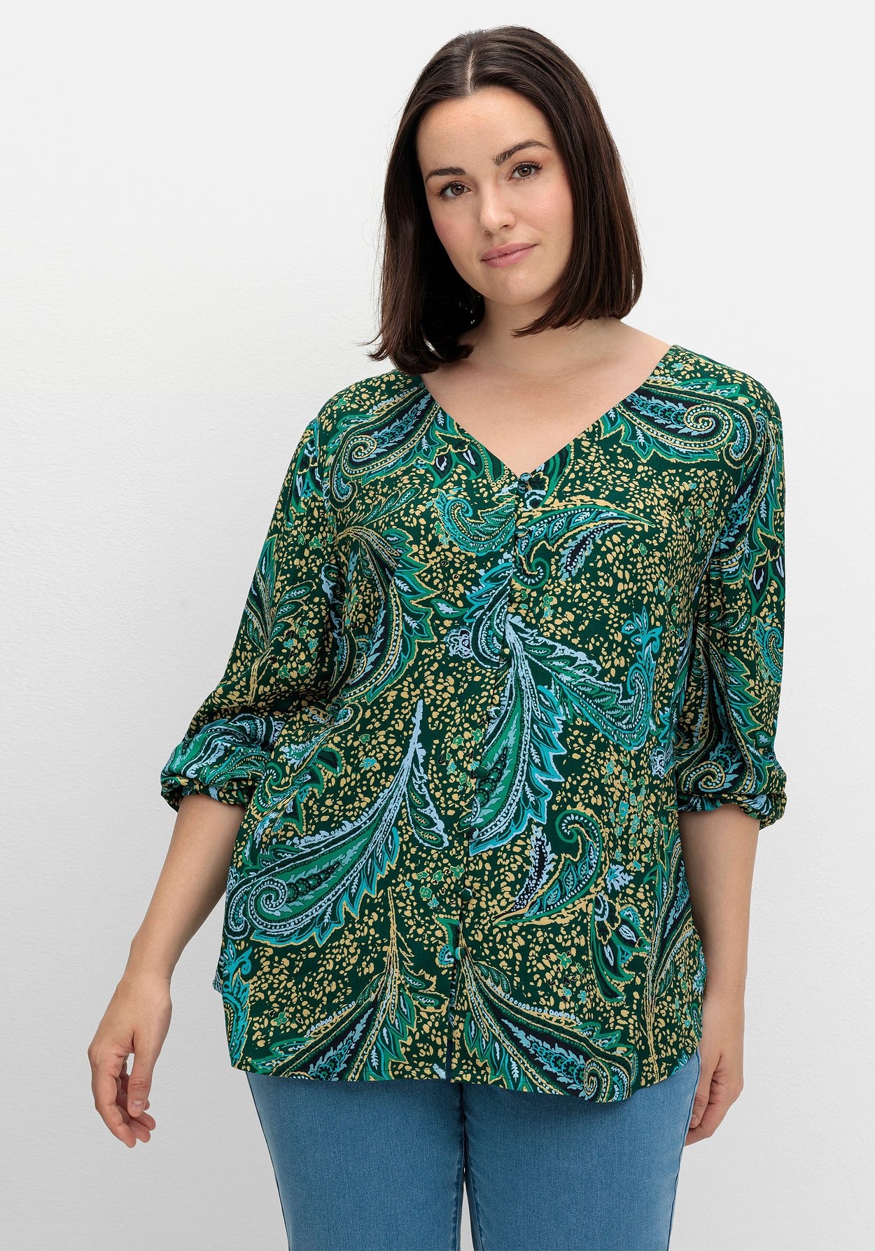 Druckbluse »Bluse mit Paisleydruck und V-Ausschnitt«, mit Paisleydruck und V-Ausschnitt