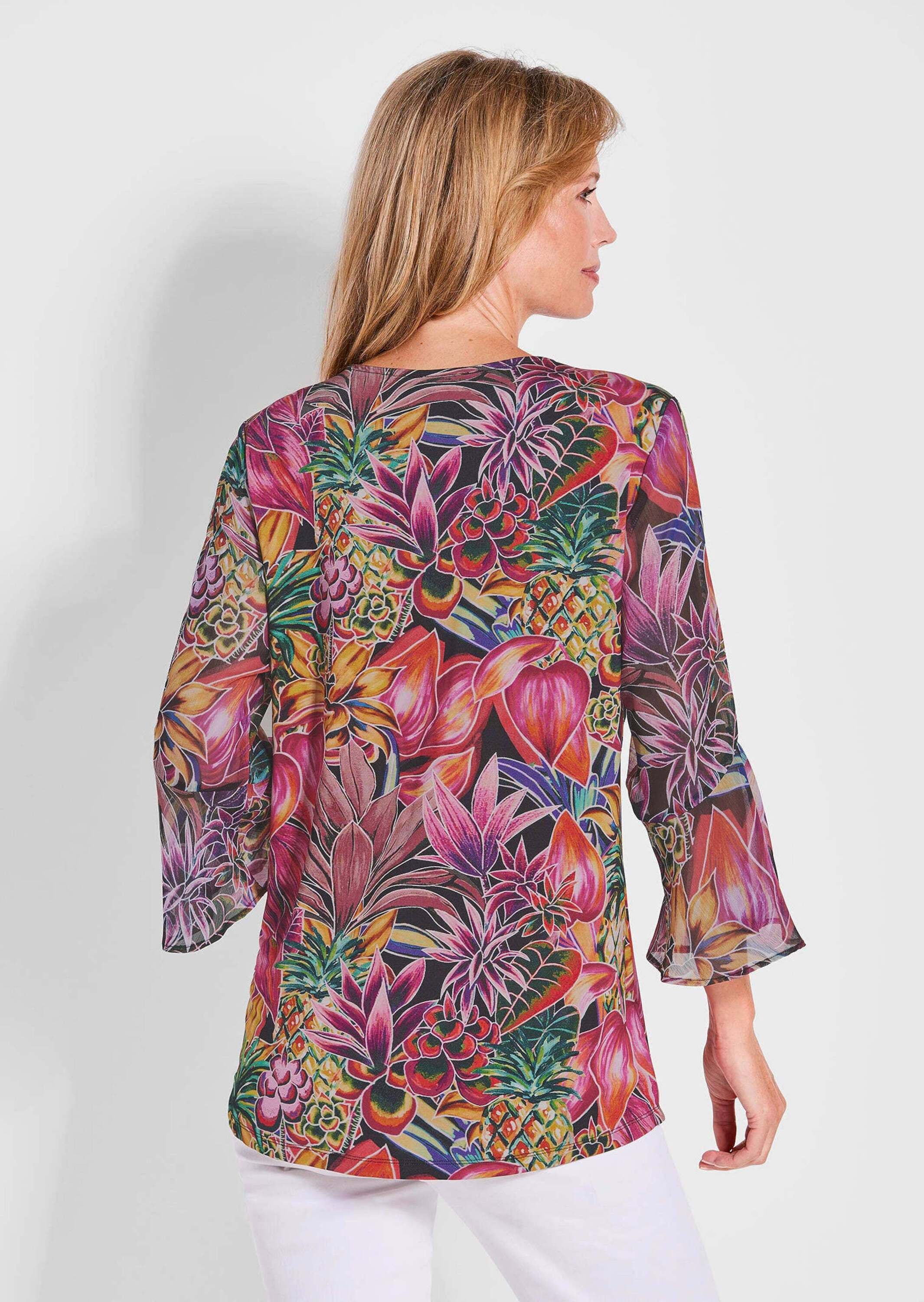 GOLDNER Schlupfbluse »Kurzgröße Bunte Tunika mit floralem Print«