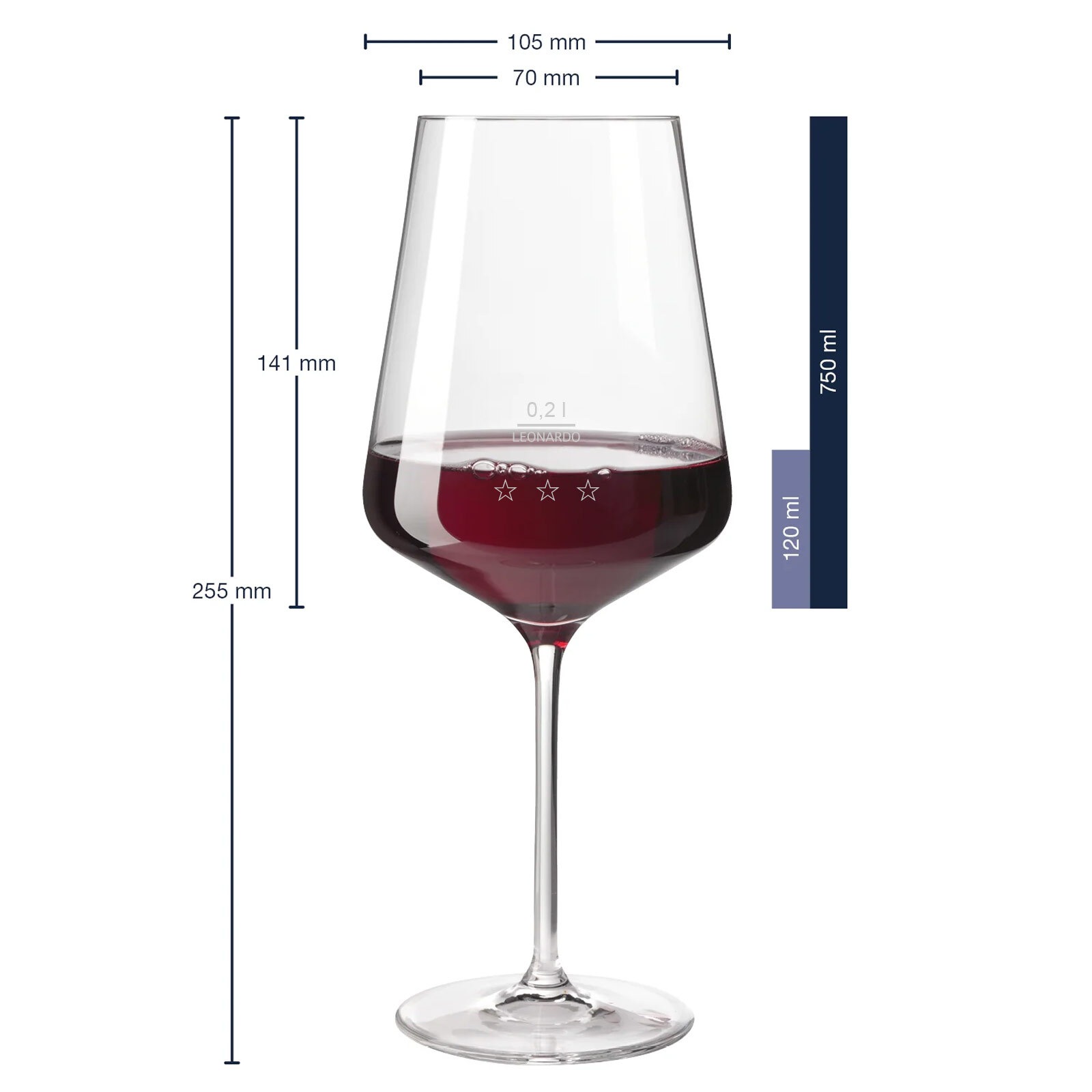 LEONARDO Rotweinglas »Rotweingläser geeicht Puccini Gastro-Edition 0,2 l 6er Set transparent«