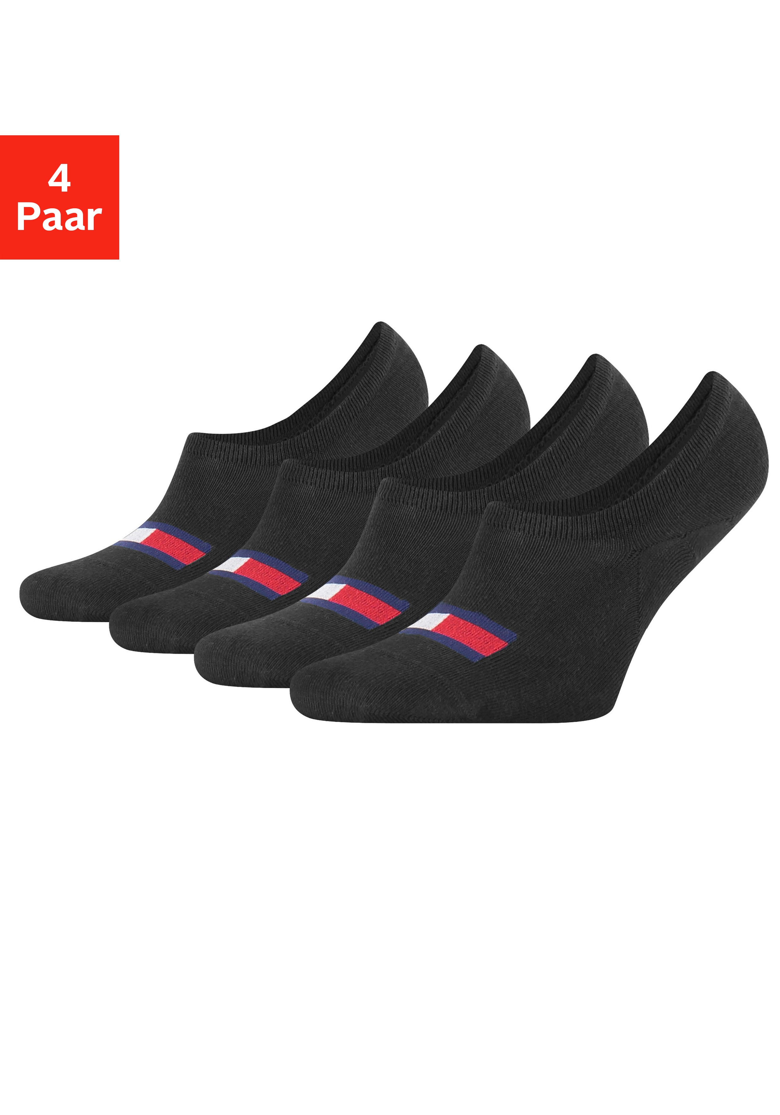 Tommy Hilfiger Füßlinge »Footie high cut Flag«, (4 Paar), mit eingestricktem Markenlogo