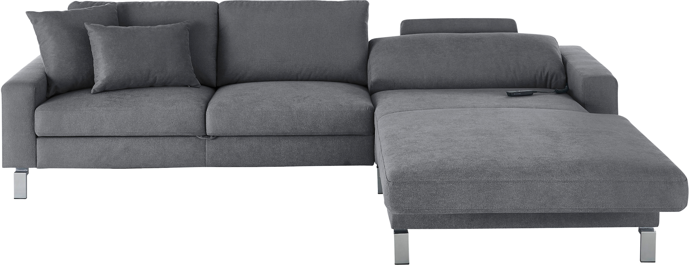 3C Candy Ecksofa »Lecce, wahlweise PUR-Schaumstoff oder Tonnentaschenfederkern«, Bett im 2,5-Sitzer, teilmotorische Schlaffunktion im Longchair, L-Form