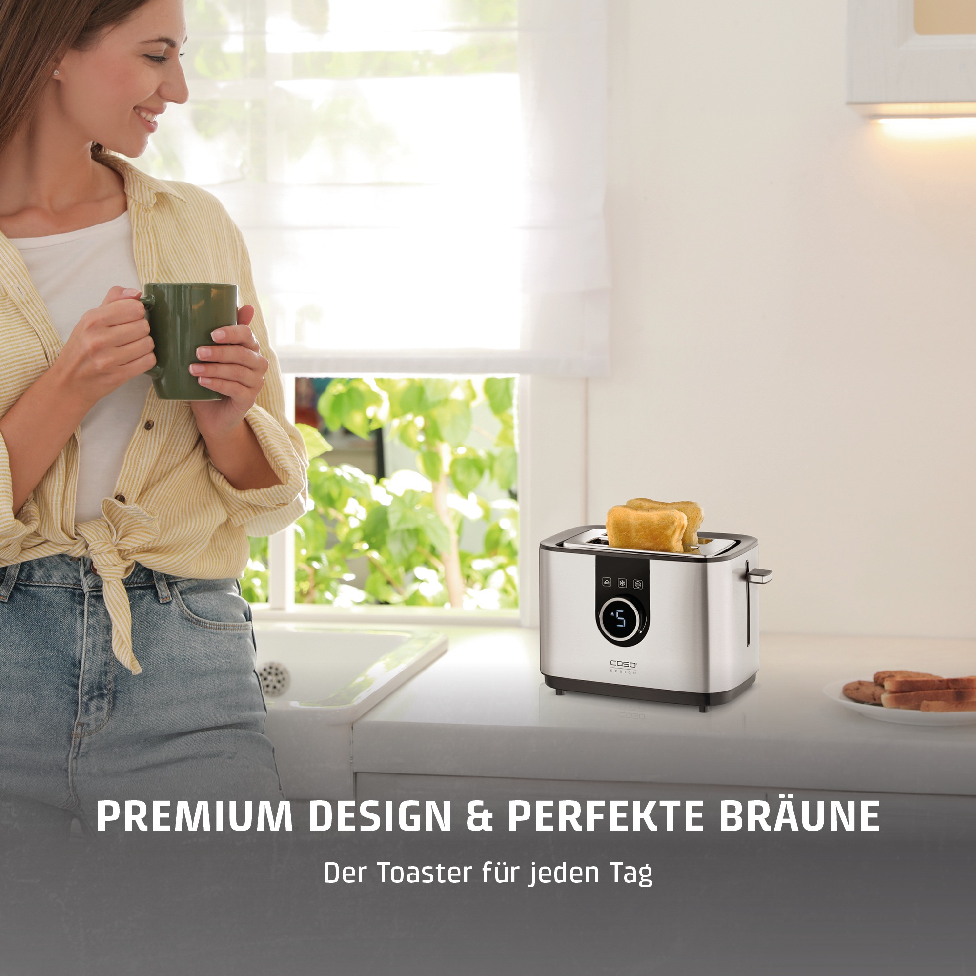 Caso Toaster »2769 Selection T2« 2 kurze Schlitze für 2 Scheiben 920 W Selbstzentrierende Einschübe für eine gleichmäßige Bräunung