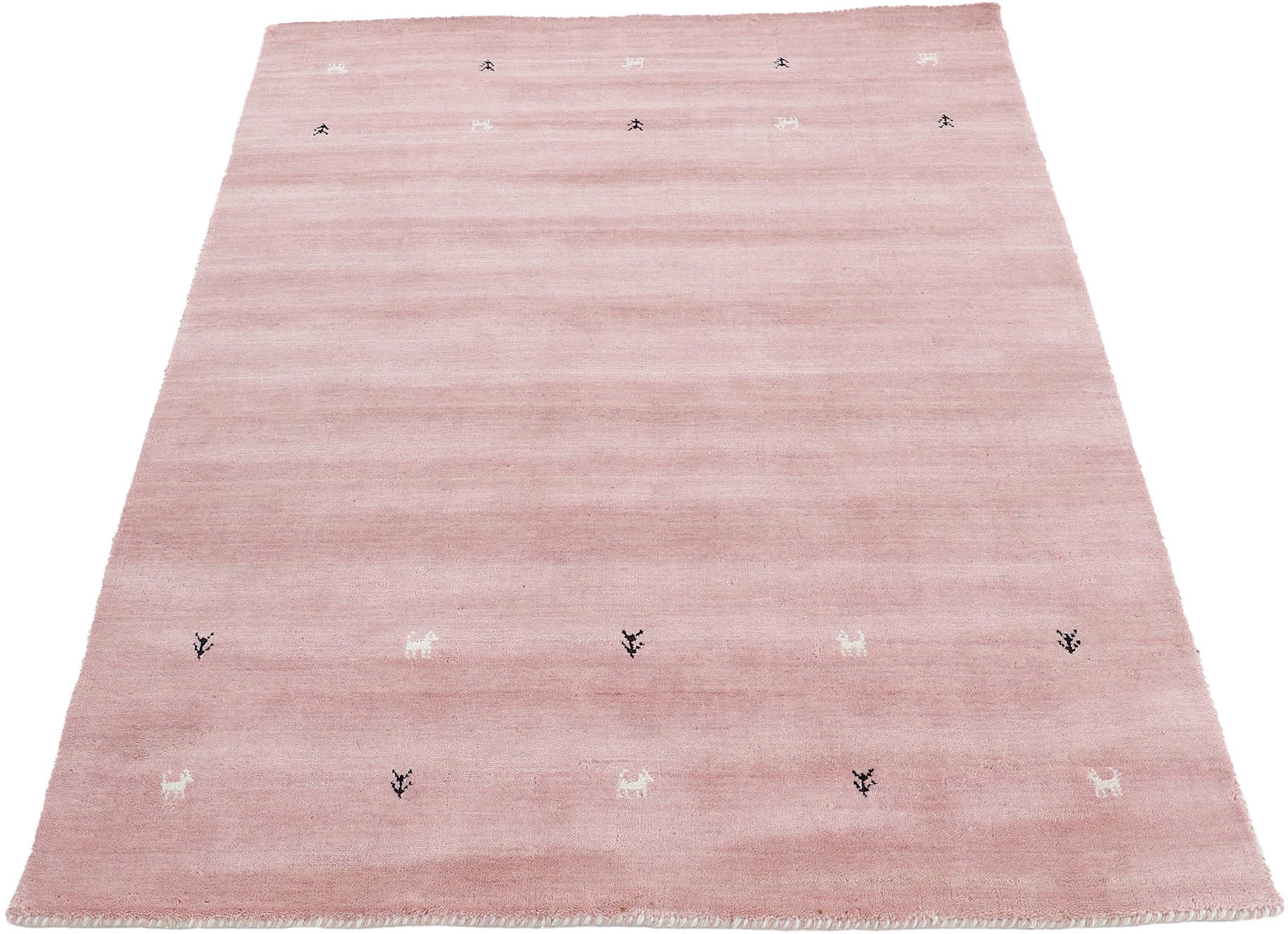 carpetfine Wollteppich »Gabbeh Uni, auch als Läufer erhältlich«, rechteckig, 15 mm Höhe, reine Wolle, handgewebt, Gabbeh Loom Tiermotiv, große Farbauswahl