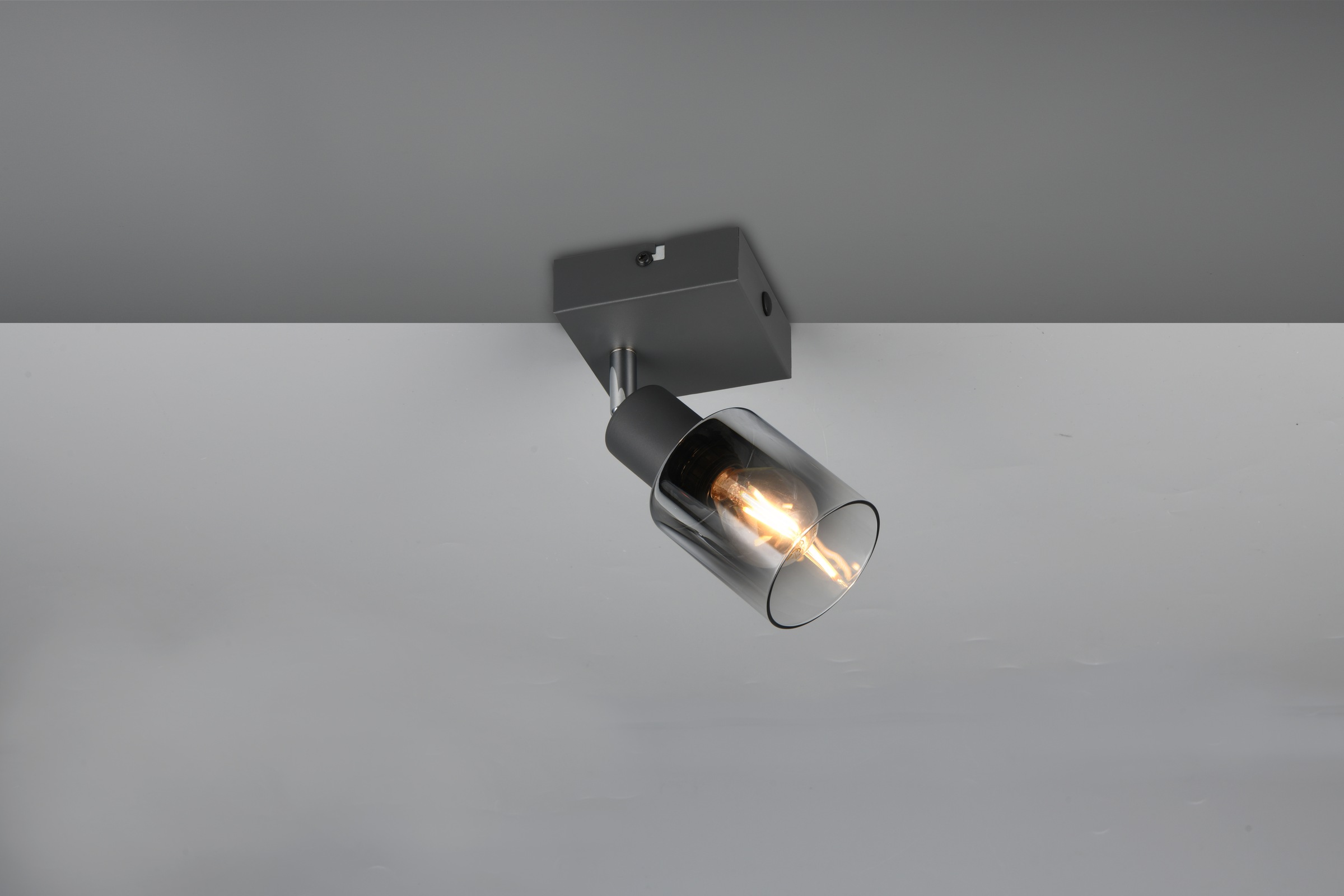 REALITY Leuchten Deckenstrahler »CADIZ, Spot 1-flammig, exkl 1xE14 max 10W, Glas anthrazit, verspiegelt« E14 1 Stk. warmweiß - kaltweiß verstellbarer Spot als Wandstrahler oder Deckenstrahler mit Glasschirm