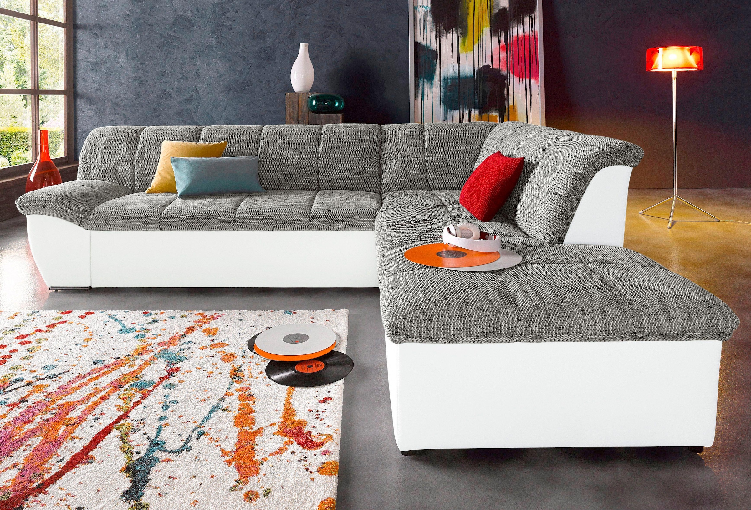 DOMO collection Ecksofa »Splash, aktuelle Sitz- und Rückensteppung, Materialmix, L-Form«, wahlweise mit Bettfunktion