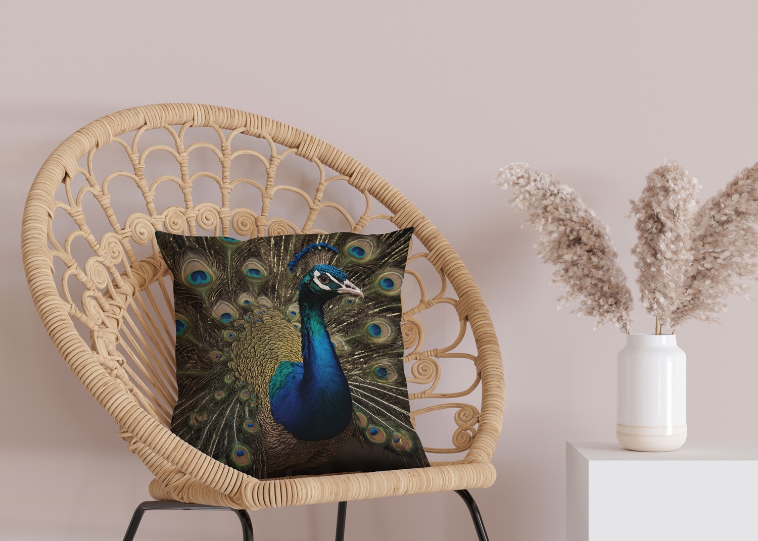 queence Dekokissen »Pfau im voller Pracht«, Kissenhülle mit HD Premium Druck, geruchsneutral, 40x40cm