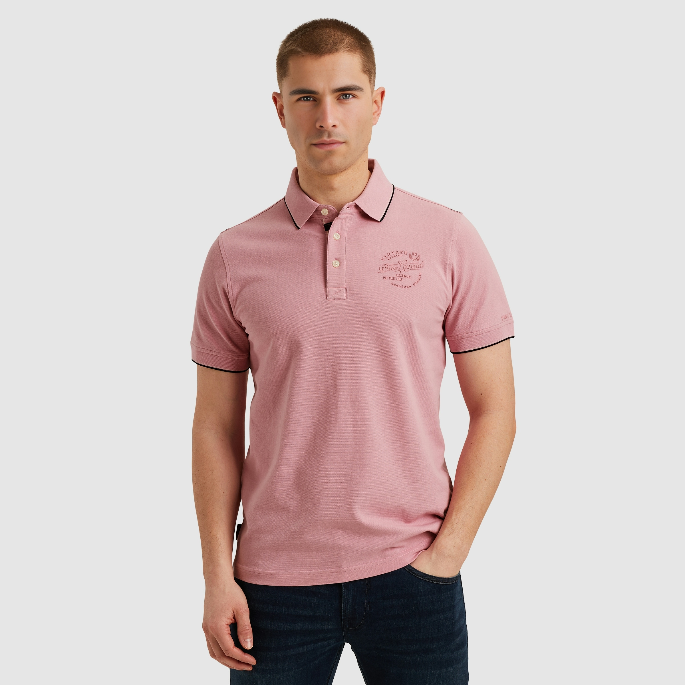 PME LEGEND Poloshirt »Short sleeve polo stretch pique package« mit Schriftzug