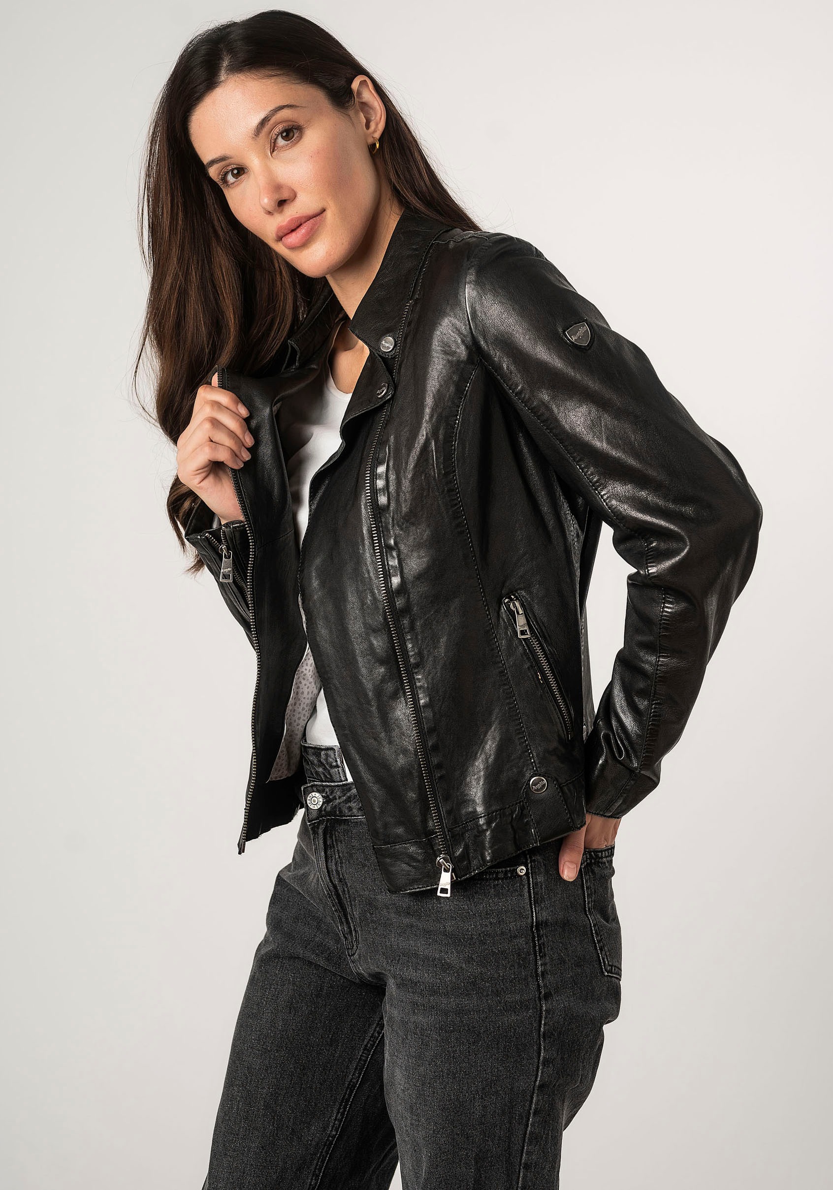 Mauritius Lederjacke »MWFayola«, mit Umlegekragen