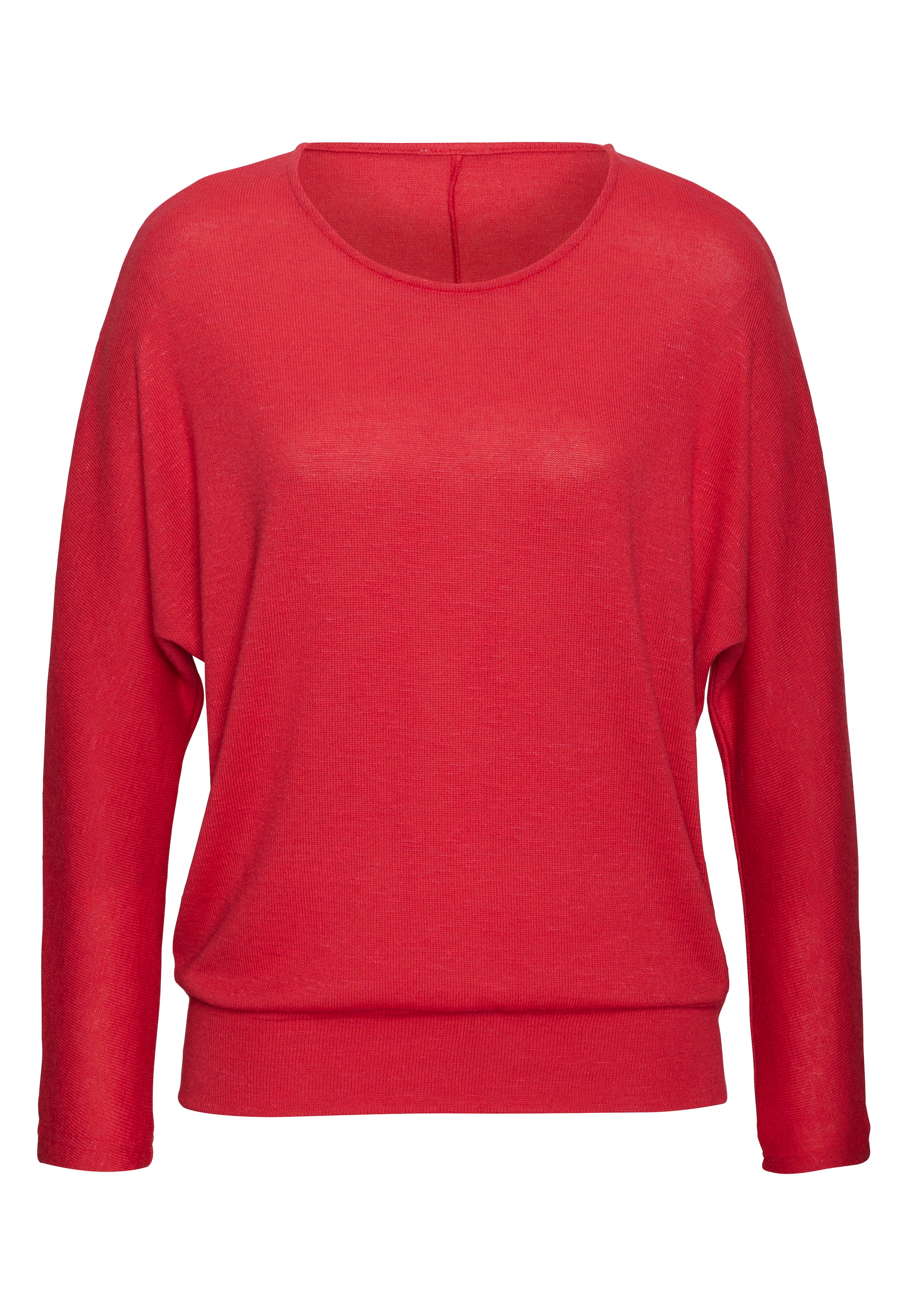 Vivance Langarmshirt »mit breitem Bund«, aus strukturiertem Feinstrick mit Viskose
