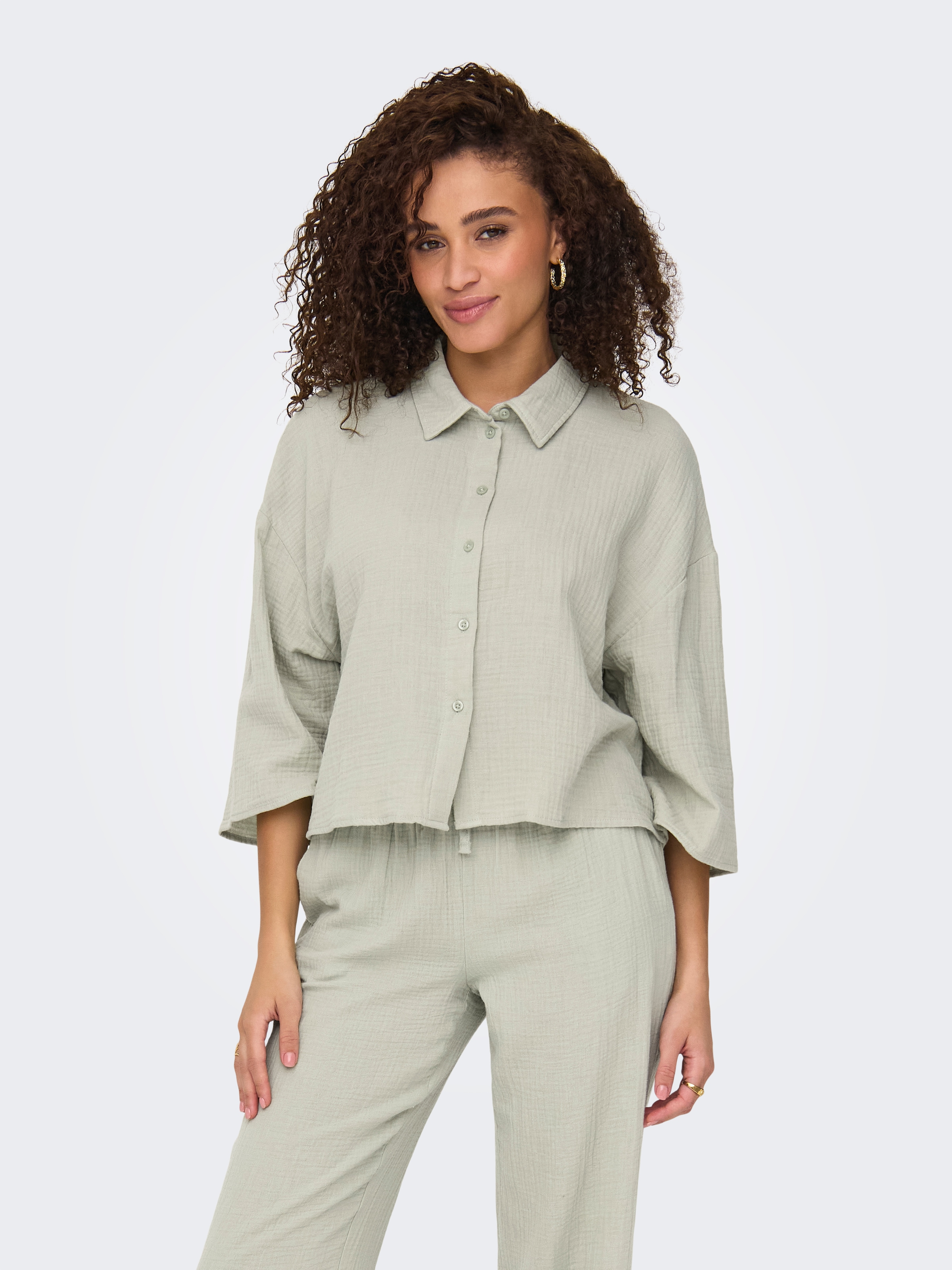 JDY Hemdbluse »JDYTHEIS LIFE 3/4 CROP SHIRT WVN NOOS« Baumwolle, regular fit