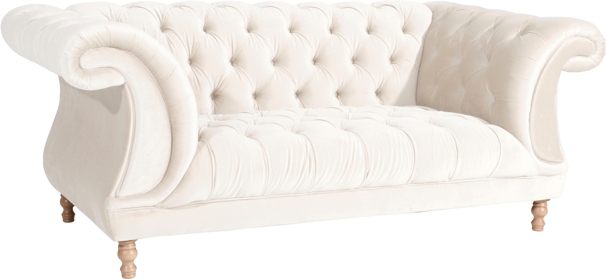 Max Winzer® Chesterfield-Sofa »Isabelle«, mit Knopfheftung & gedrechselten Füßen in Buche natur, Breite 200 cm
