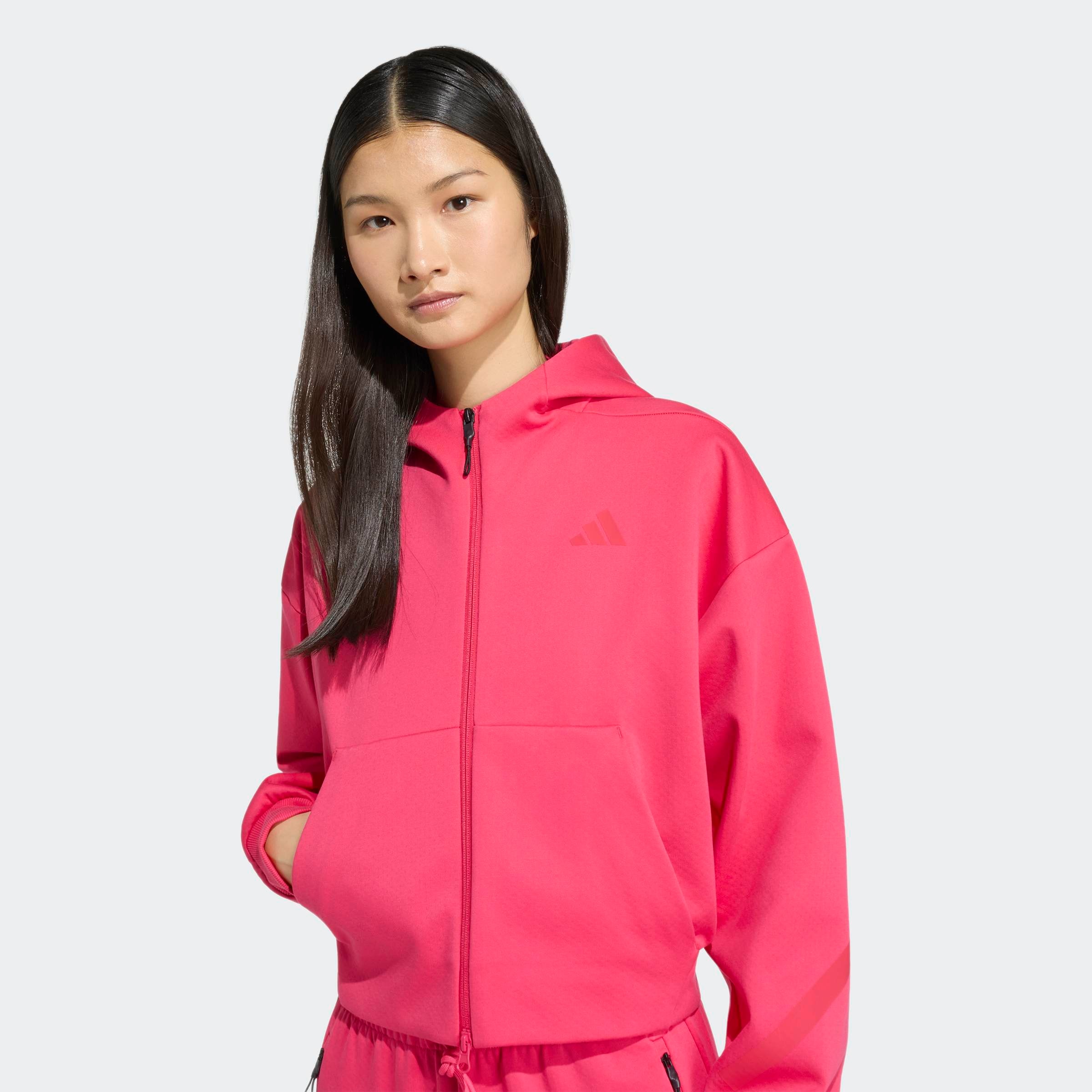 adidas Sportswear Kapuzensweatshirt »ADIDAS Z.N.E. CROPPED FULL ZIP«, mit Rundhalsausschnitt, ohne Verschluss, in normaler Länge
