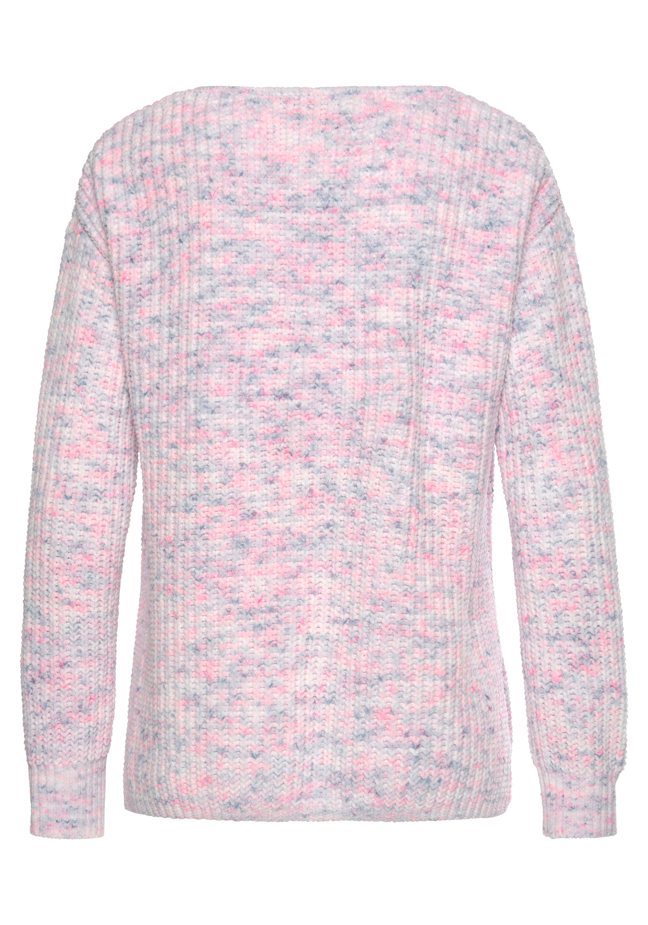 Buffalo V-Ausschnitt-Pullover aus weichem Chenille, Strickpullover, kuschelig weich