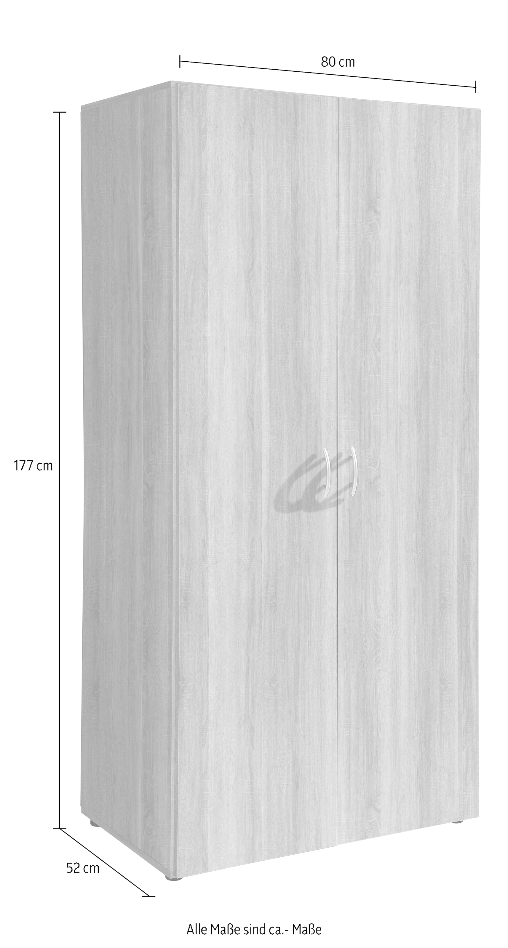Schlafkontor Drehtürenschrank »Base Kleiderschrank Joe Garderobe Hochschrank Wäscheschrank«, (In 3 verschiedenen Größen: B/H ca. 80x177cm; 120x177cm; 160x177cm), Bega Schrank Schlafzimmer Bestseller in 3 Breiten und 2 Farben