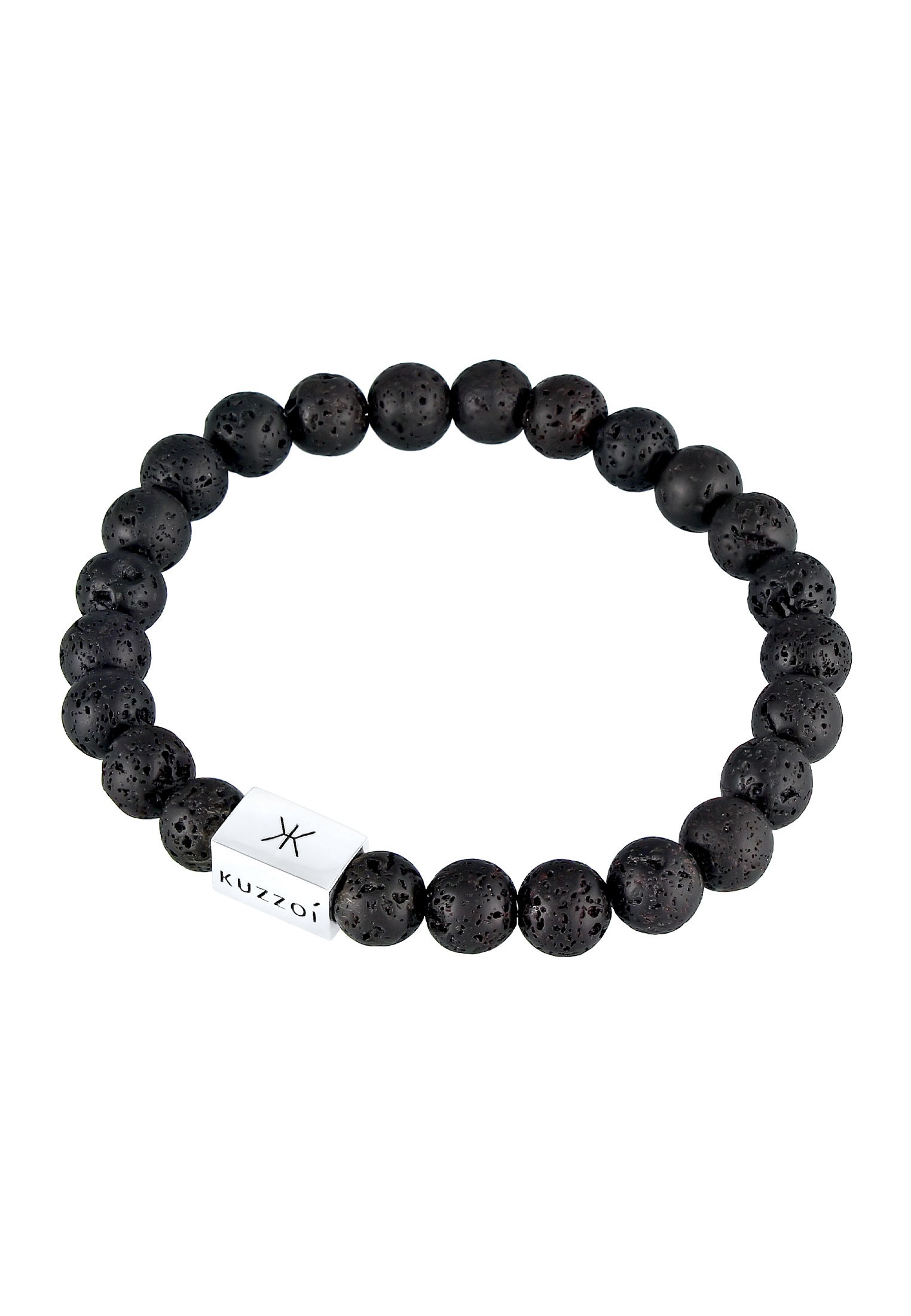 Kuzzoi Armkette »Armband Herren Lava Edelstein Bead Rechteck 925 Silber«