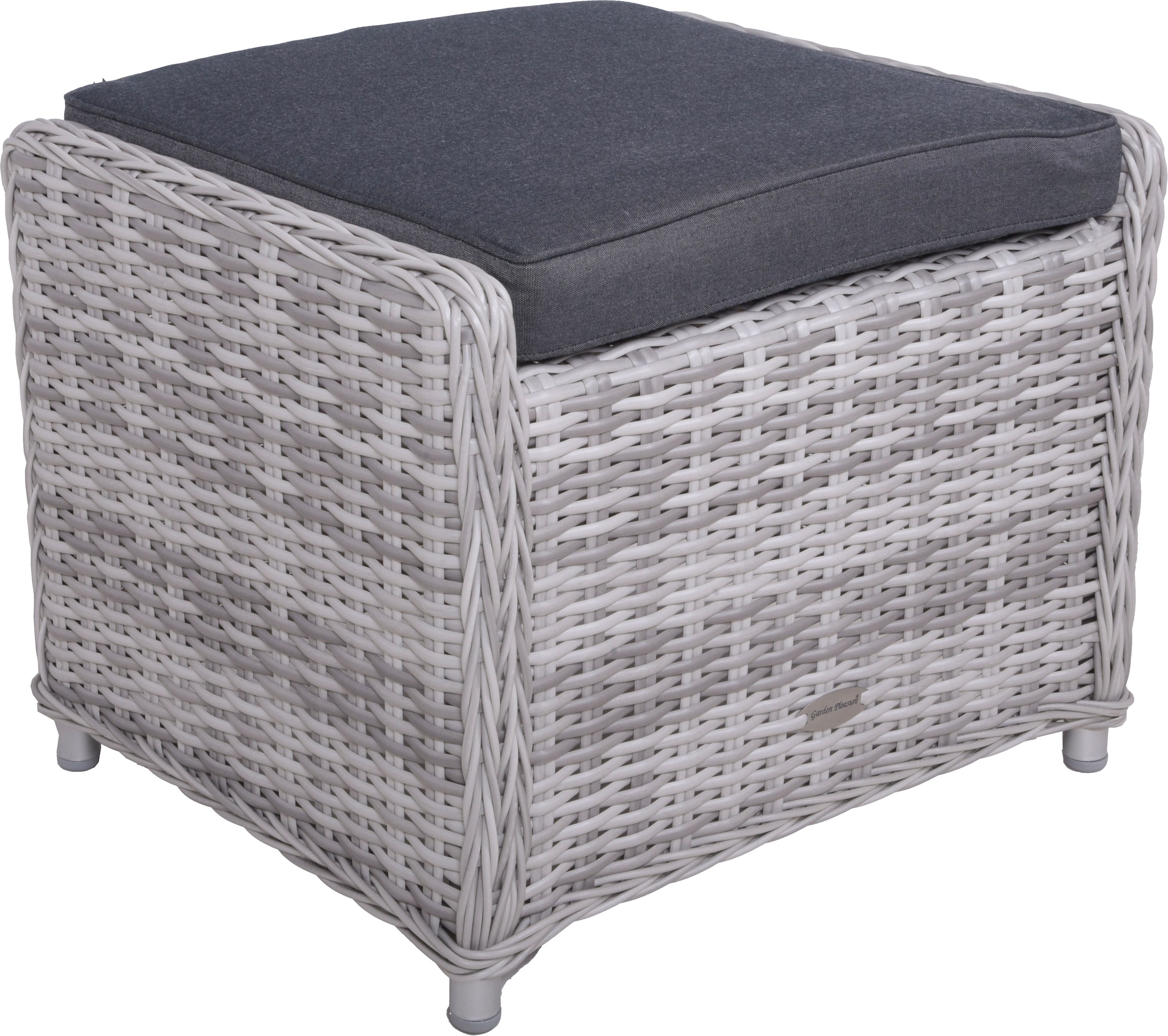 Garden Pleasure Garten-Essgruppe », Tischgruppe »LYON« grau« Set,  2 Sessel, 1 Bank, 2 Hocker, Tisch LxB: 122x72 cm, inkl Auflagen