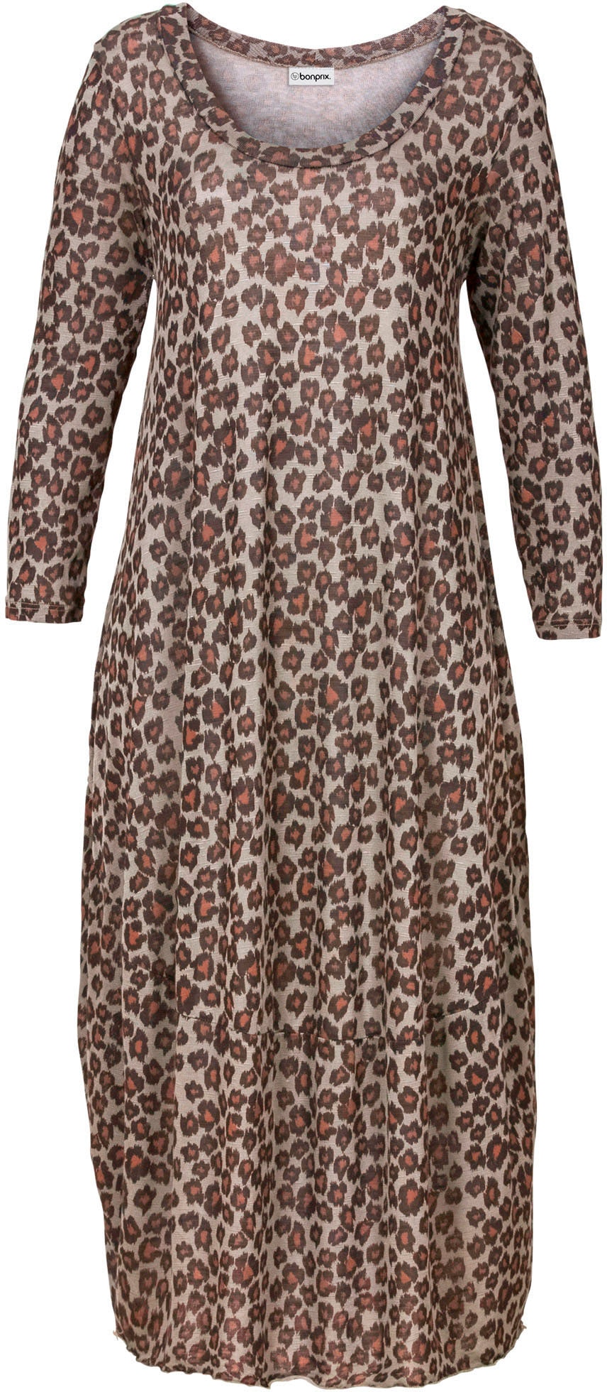 bonprix Shirtkleid für Alltag, aus Polyester und Baumwolle, mit O-Shape, in Ballonform