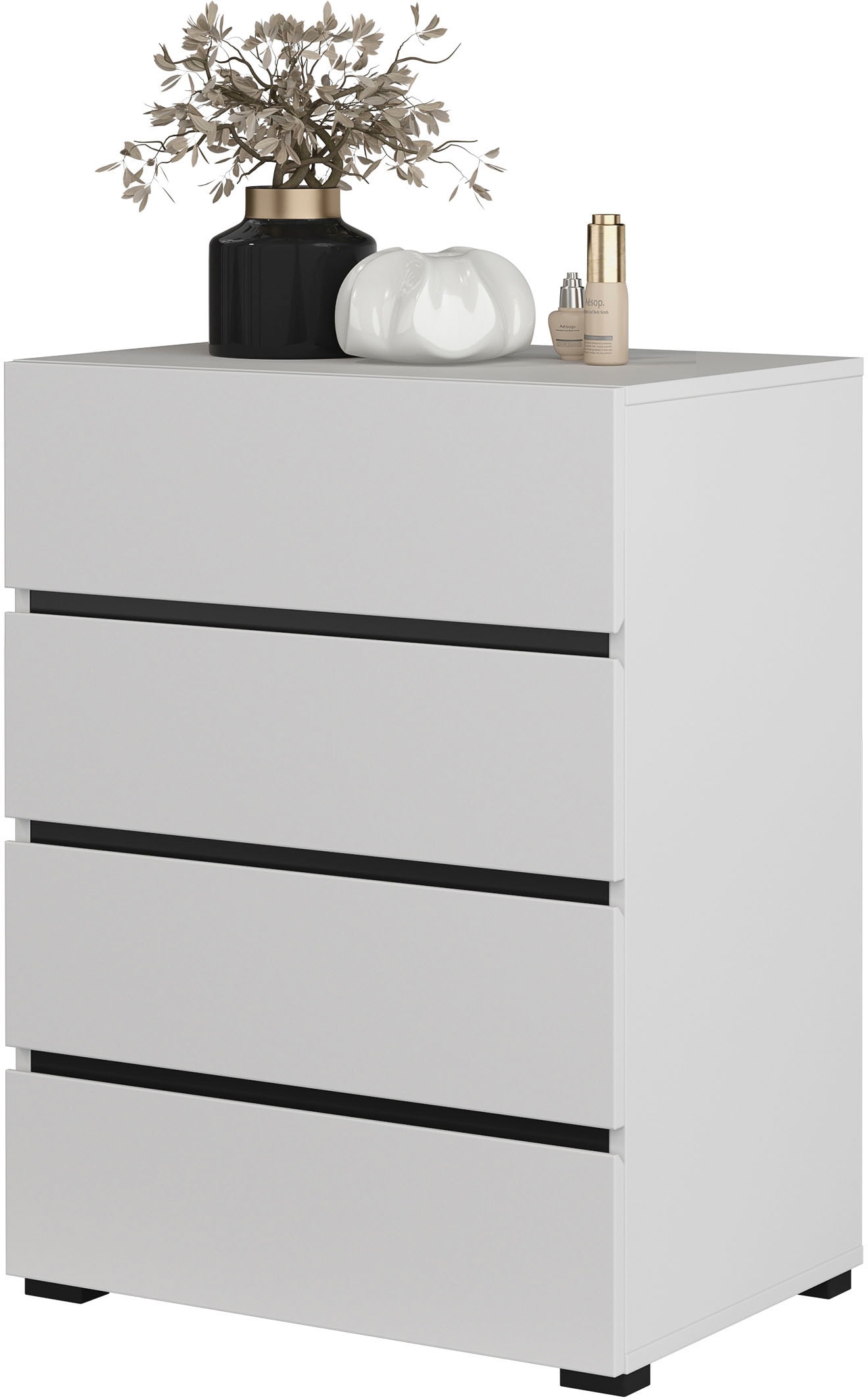 INOSIGN Kommode »Cross,Breite 60 cm, moderne grifflose Sideboard,4 Schubkästen«, Schubladenschrank mit viel Stauraum, Flur Highboard