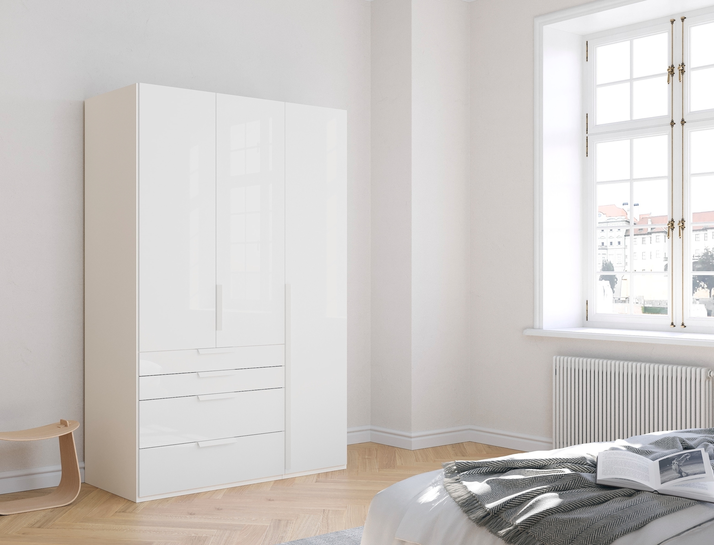 rauch Drehtürenschrank »Kleiderschrank Schrank Garderobe Wäscheschrank PURISMA Glasfront« in den Breiten 151/201/251/301 cm, inkl. SOFT-CLOSE-FUNKTION,  mit Schubladen und umfangreichem Zubehör MADE IN GERMANY