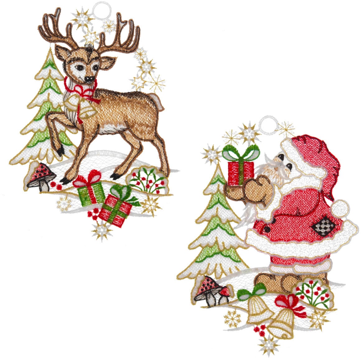 Fensterbild »Weihnachtsmann und Hirsch«, Made in Germany