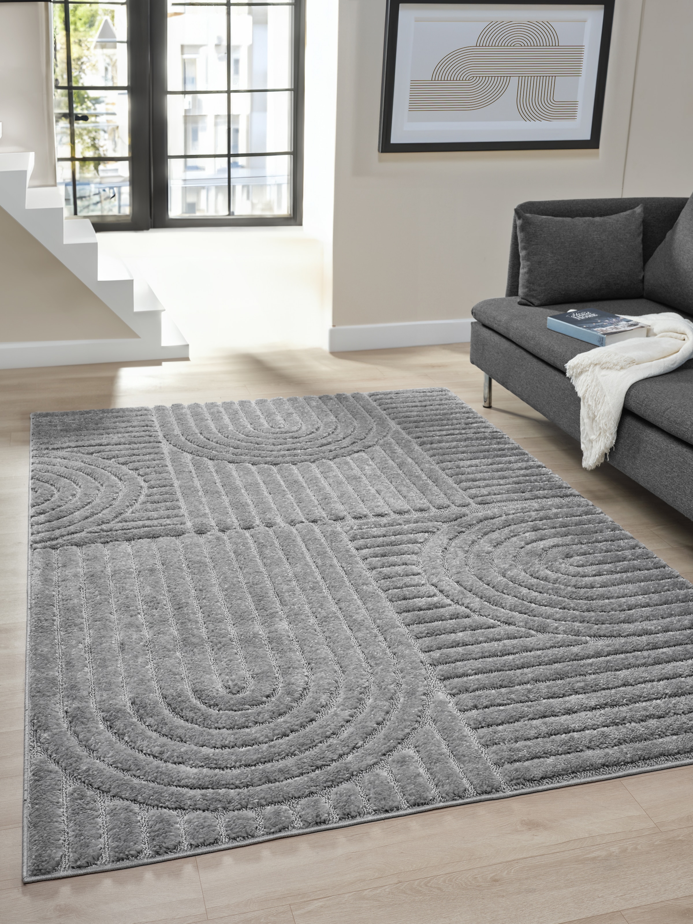 OTTO home Teppich »Jonne«, rechteckig, 20 mm Höhe, Boho Design, 3D Optik, Scandi, Wohnzimmer, Schlafzimmer