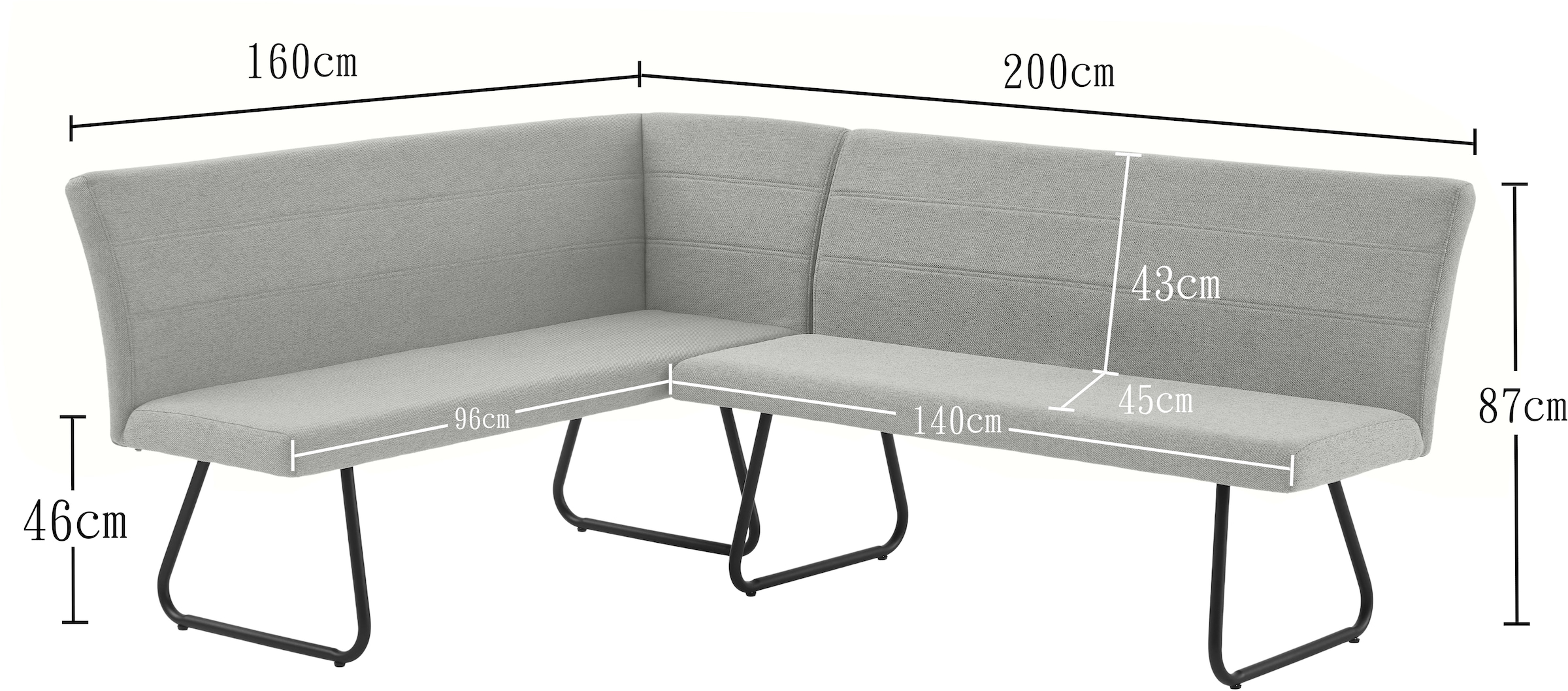 OTTO home Eckbank »Blee« pflegeleichter Strukturstoff, komfortable Polsterung, Metallgestell
