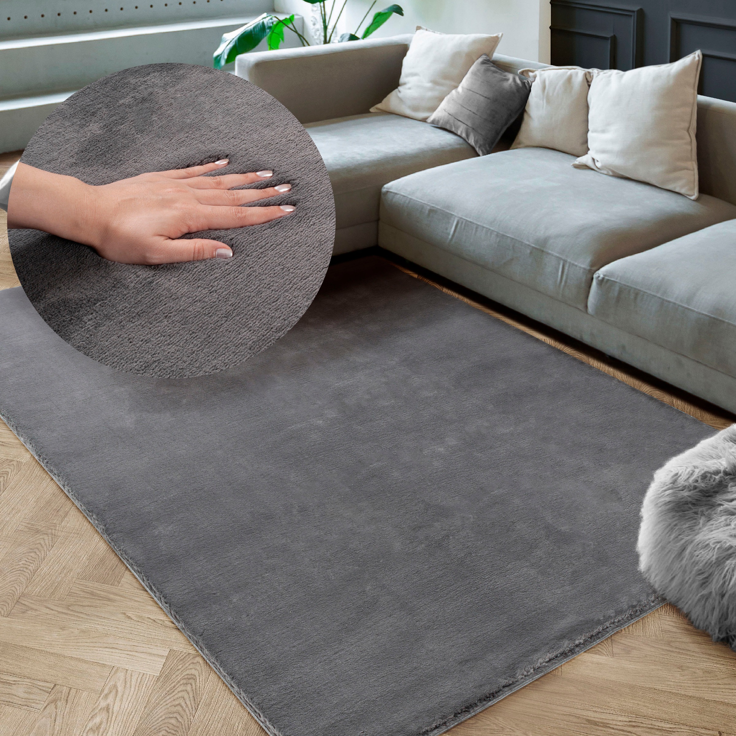 merinos Teppich »Maximo 30«, rechteckig, 16 mm Höhe, weicher dichter Kurzflor, Kunstfellteppich, Fell Haptik, Wohnzimmer