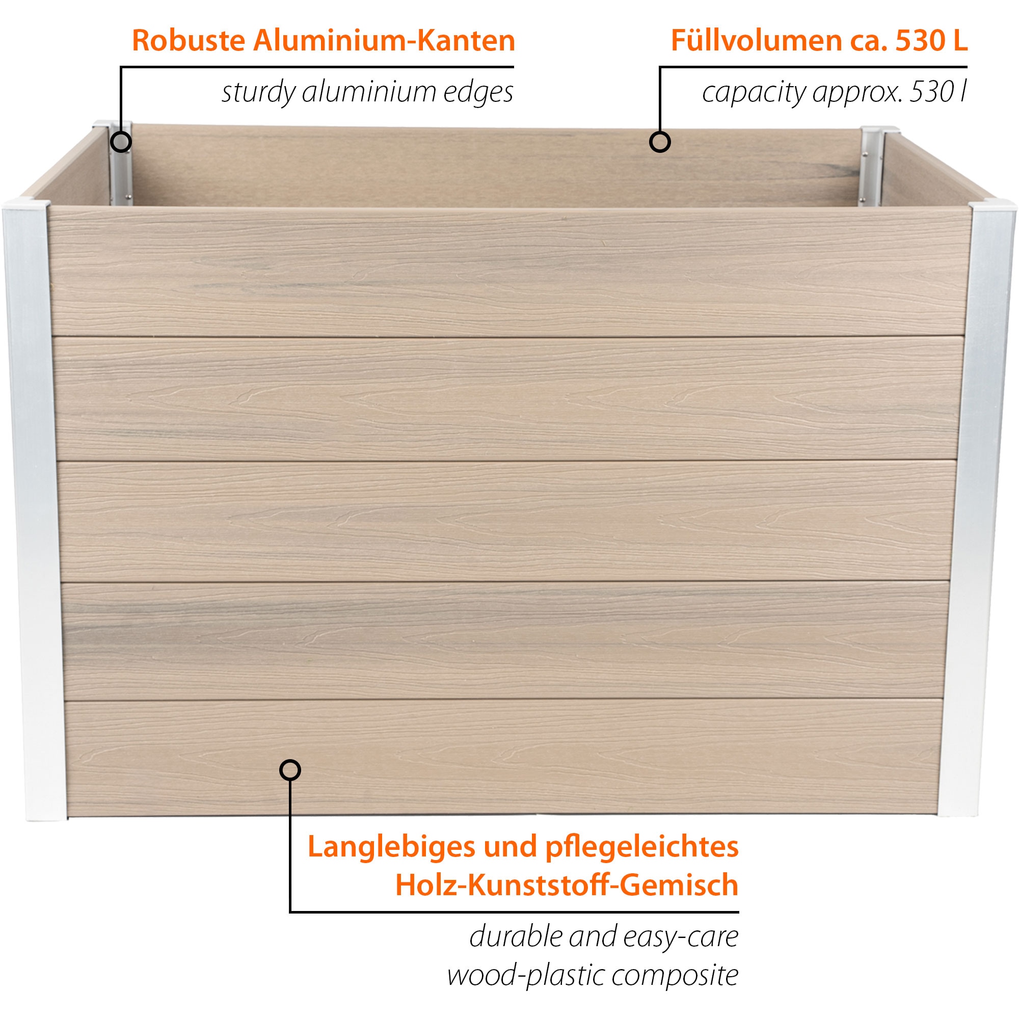 dobar Hochbeet »WPC, XL, Silbergrau« ca. 115 x 70 x 75 cm (L x B x H) groß und ca. 35 kg