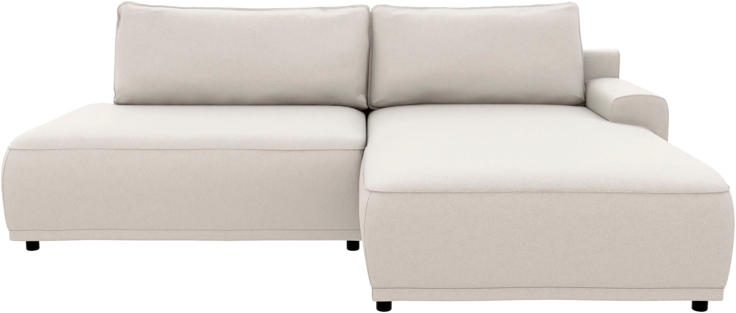 TRENDMANUFAKTUR Ecksofa »Fordon II, Schlafsofa mit Bettkasten, Couch in L-Form, Breite 250 cm« in Struktur LUMOS, 3D-Effekt, sandgrau, Armlehne rechts