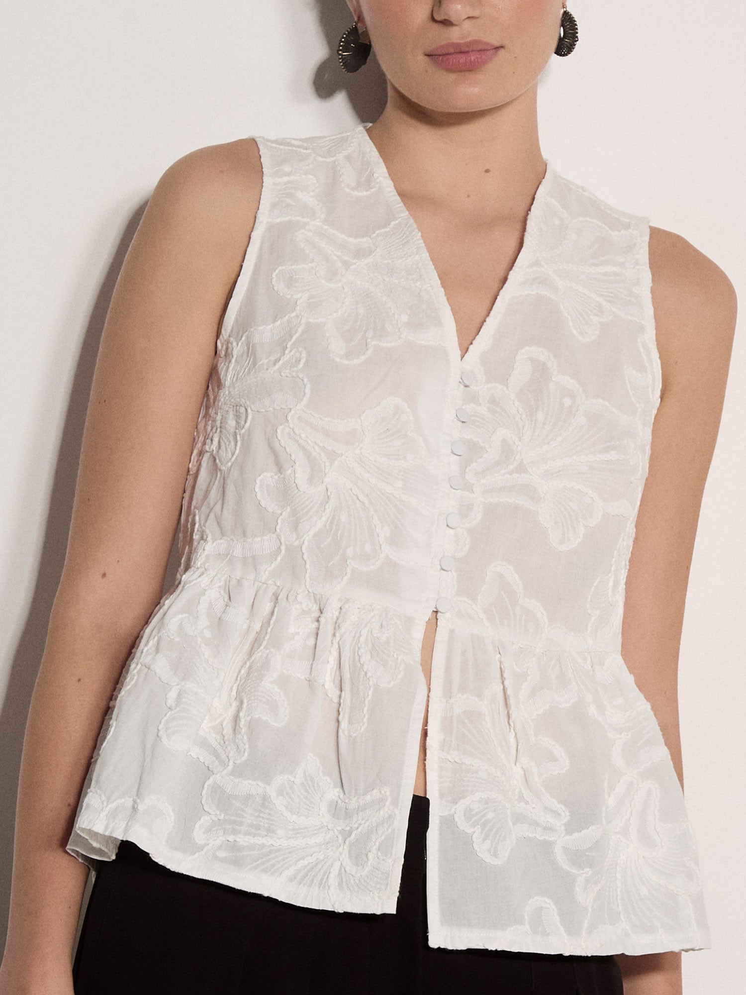 Apricot Blusentop »Peplum-Oberteil« mit Blumenstickerei