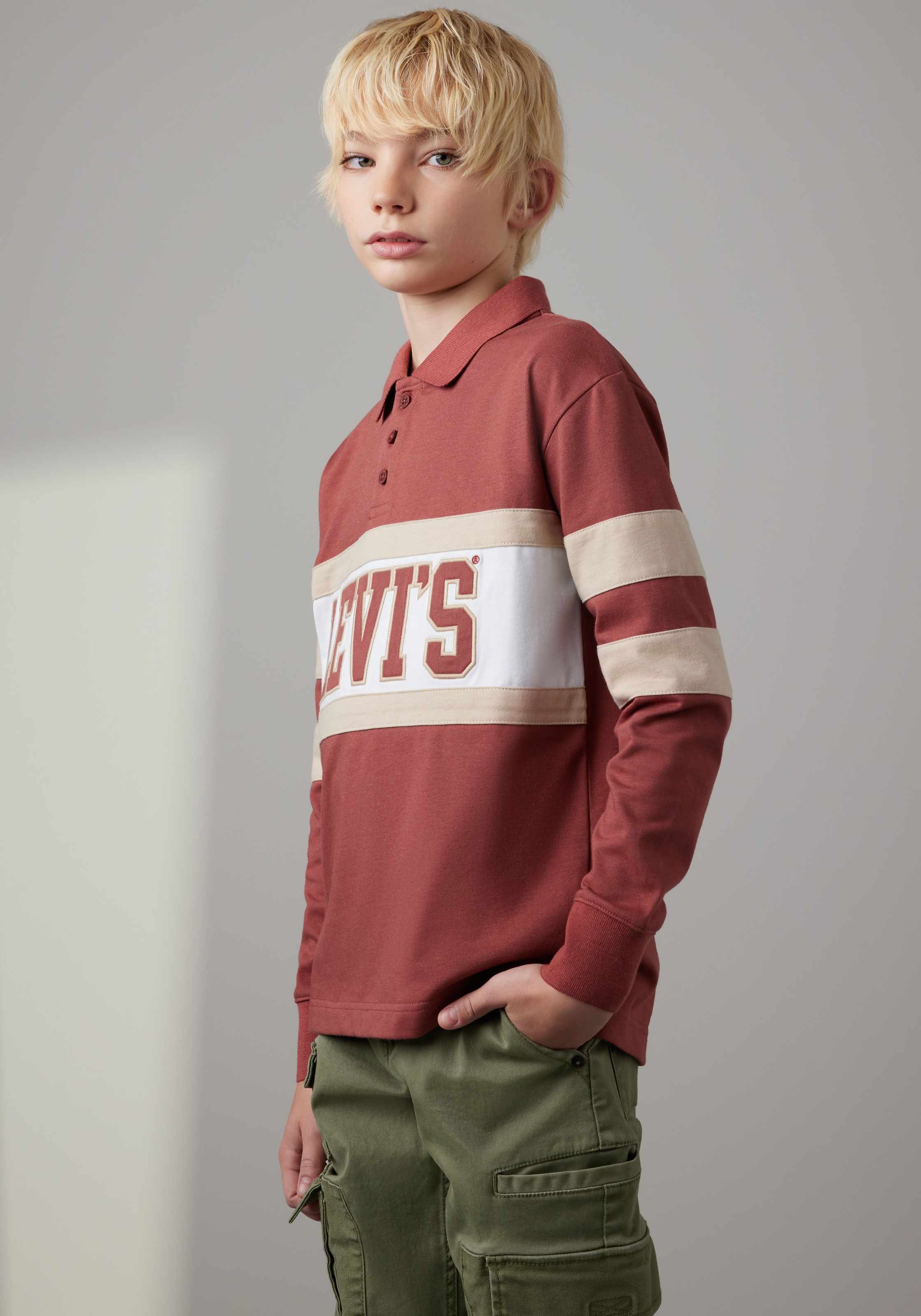 Levi's® Kids Langarm-Poloshirt »LVB RELAXED LS POLO«, mit Markenschriftzug for BOYS