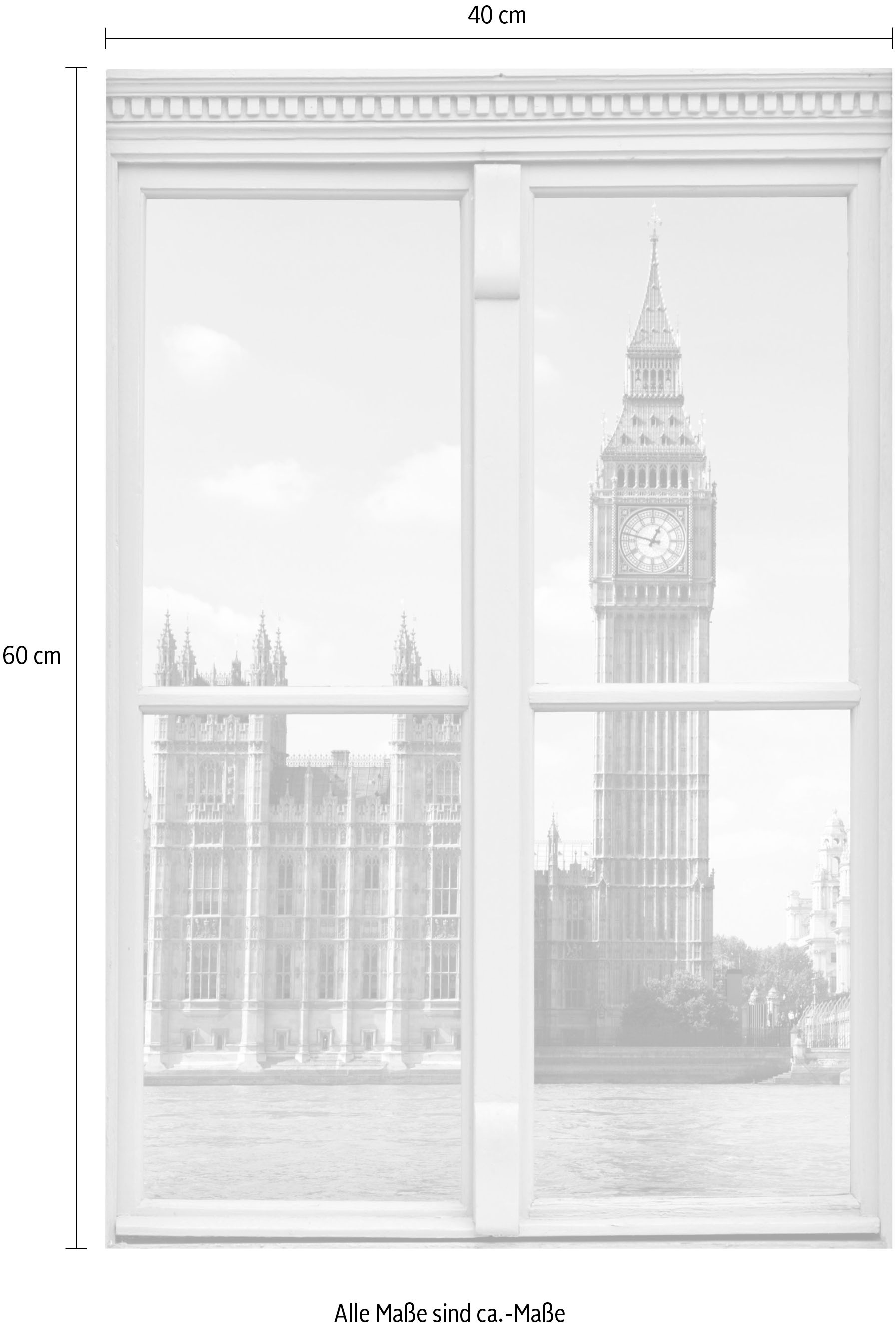 queence Wandsticker »Big Ben«, Wandsticker, Wandbild, selbstklebend, 3D, Fenster