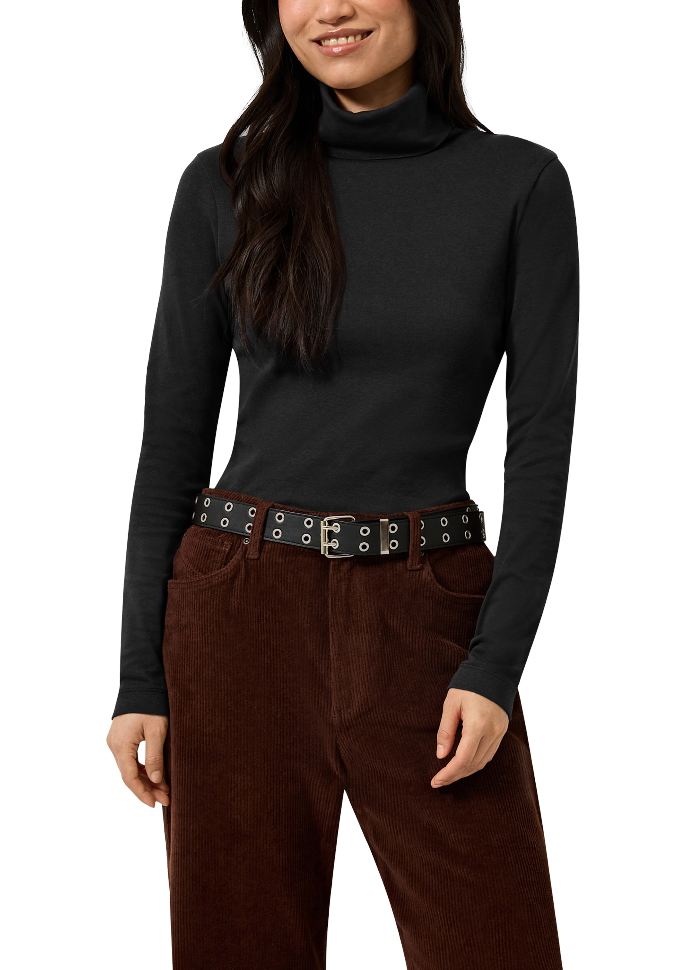 QS Rollkragenshirt Langarmshirt mit Rolli / Baumwolle