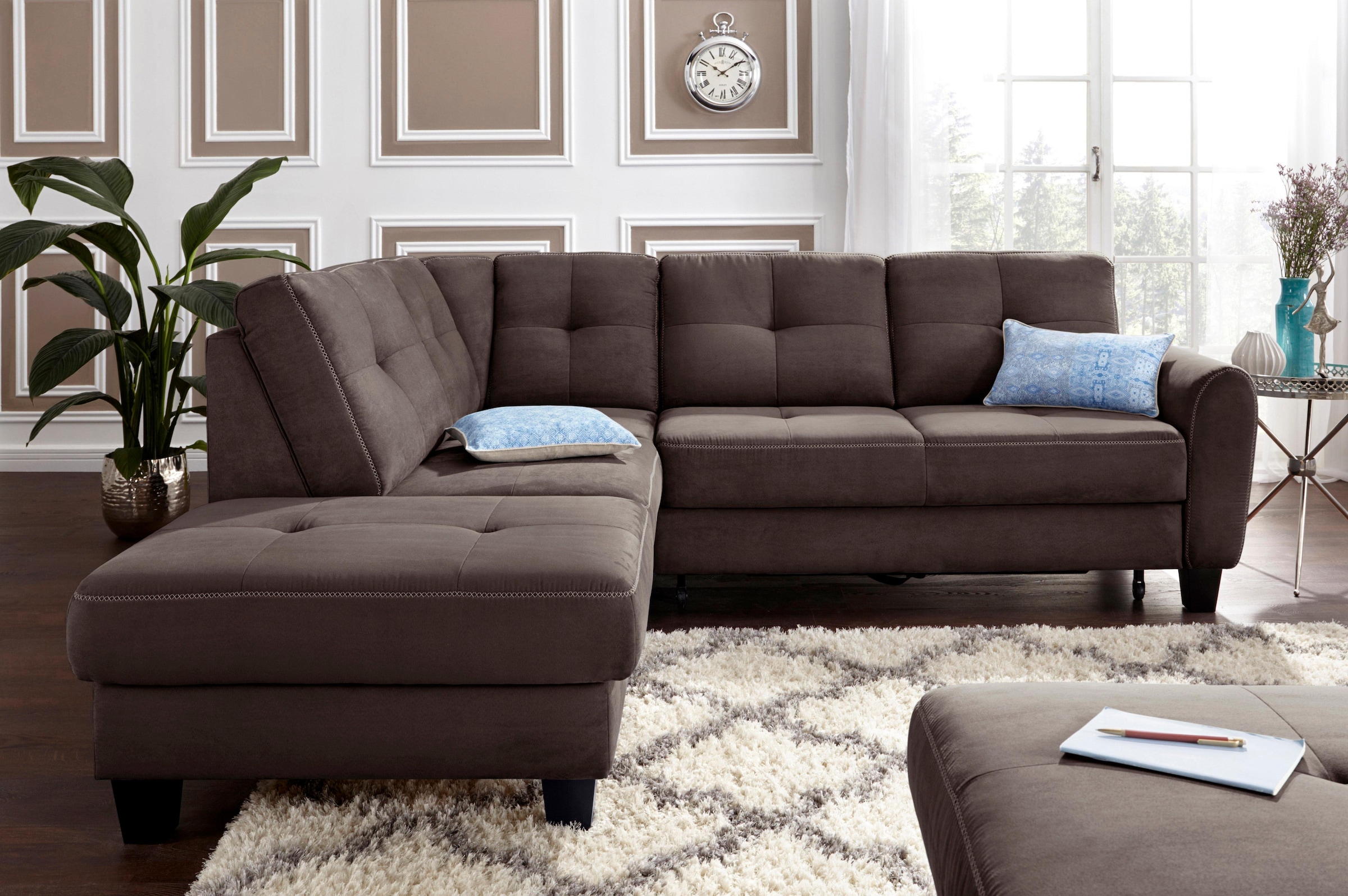 sit&more »Varese L-Form« mit Federkern, wahlweise mit Bettfunktion und Stauraum