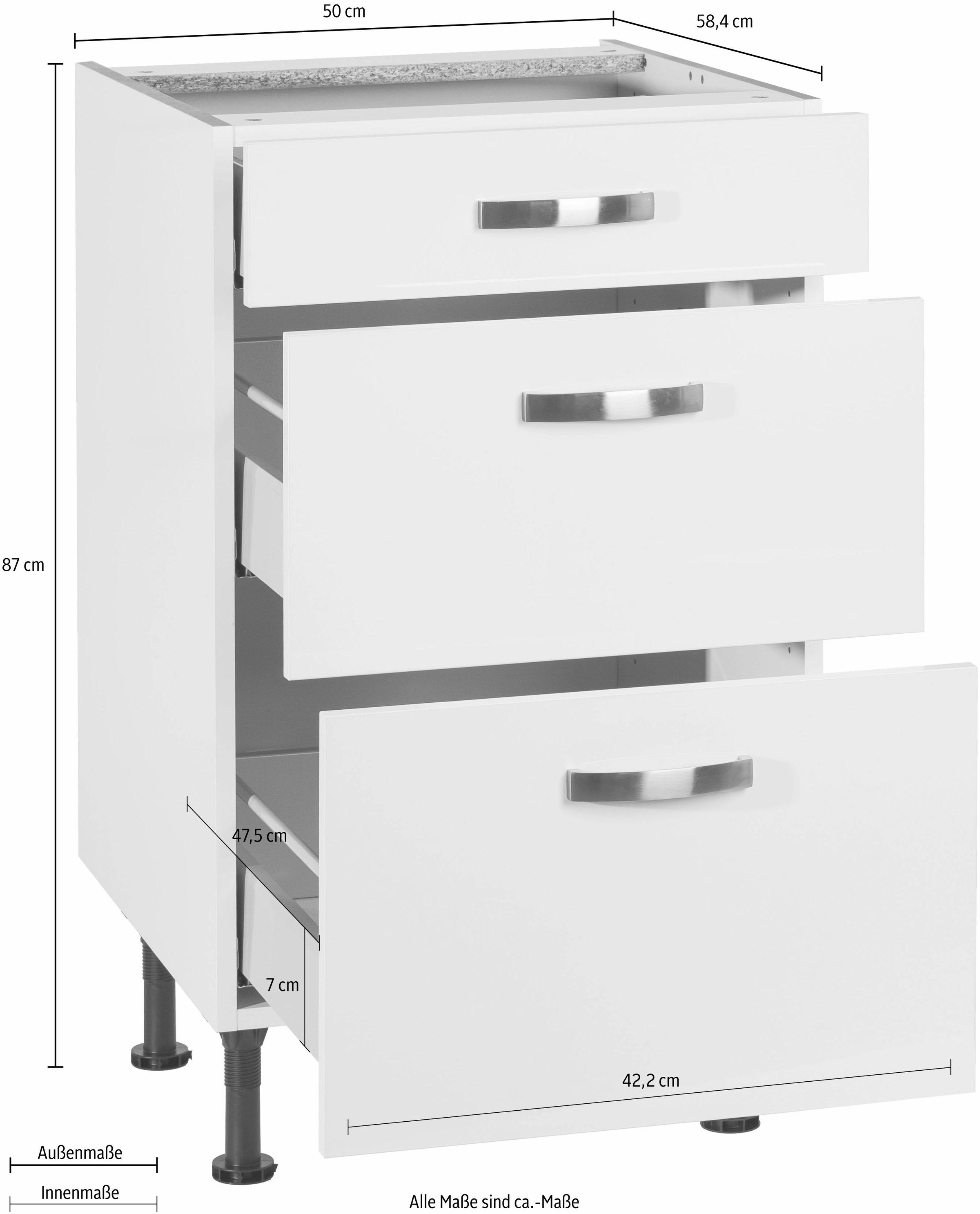 KOCHSTATION Unterschrank »KS-Cara«, Breite 50 cm, mit Vollauszügen und Soft-Close-Funktion