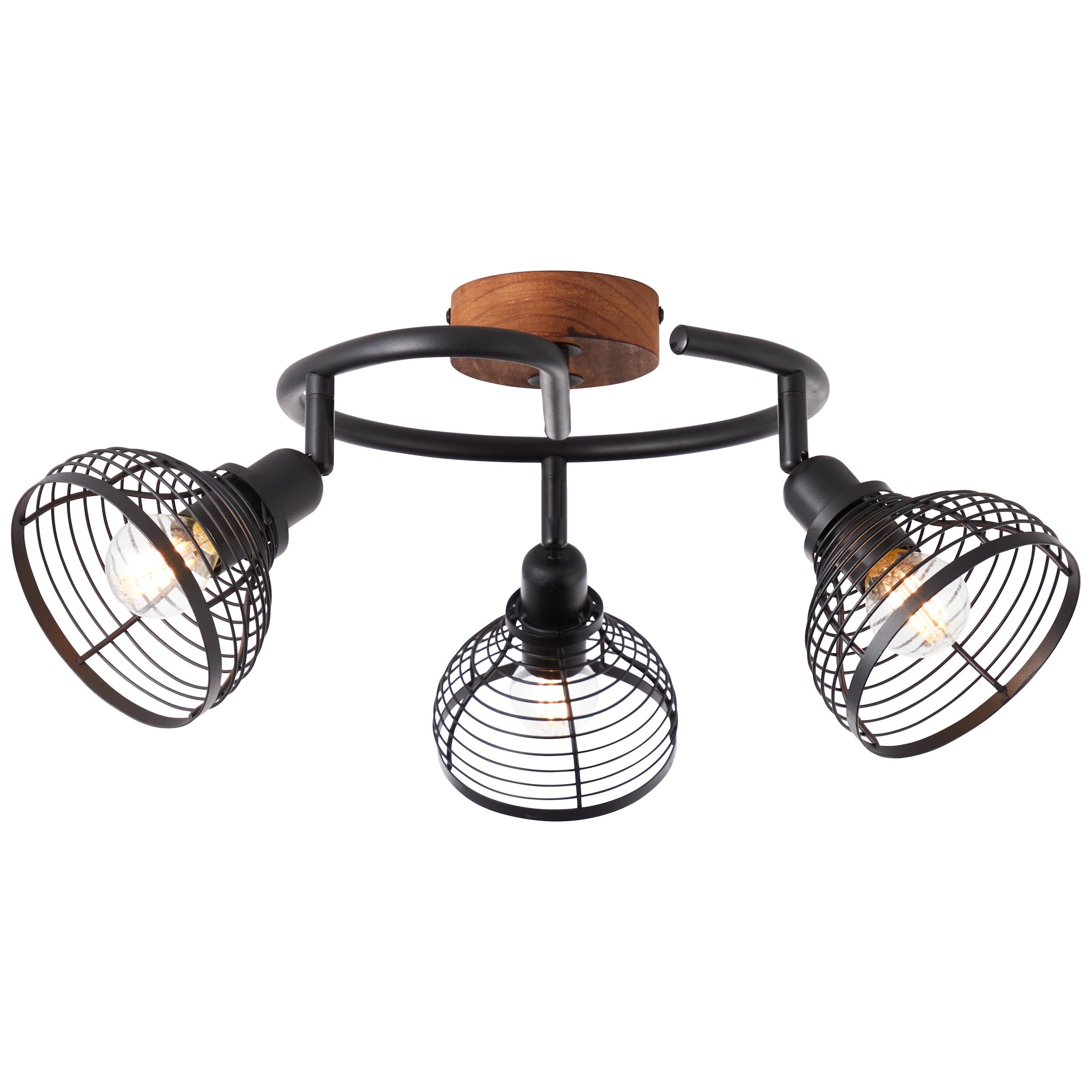 Brilliant Deckenstrahler »Avia«, 3 flammig, Leuchtmittel E14 | ohne Leuchtmittel, Spotspirale 3flg schwarz/holzfarbend